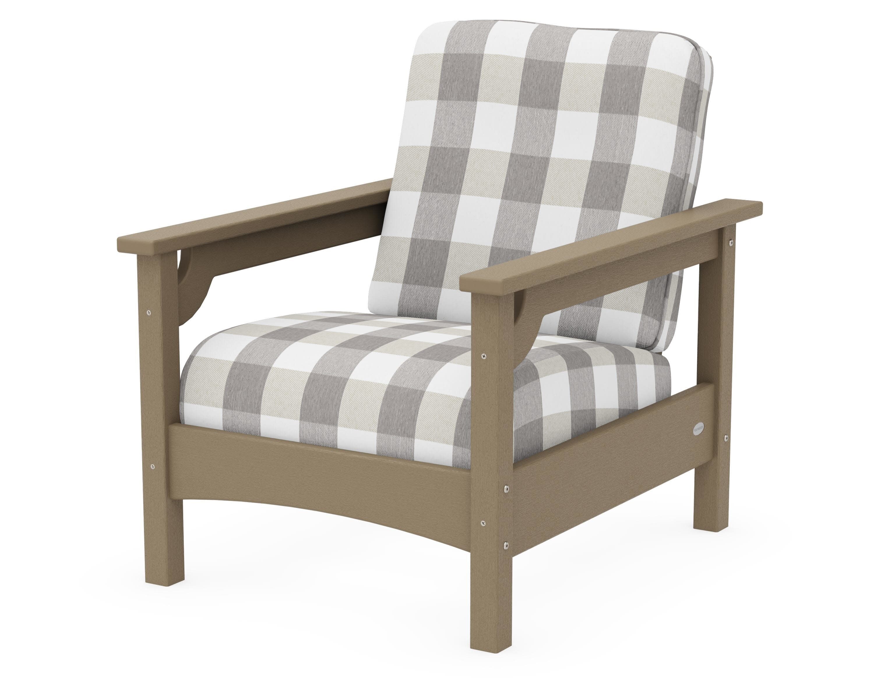 Club Chair in Vintage Sahara / Buffalo Plaid Grey Mist
