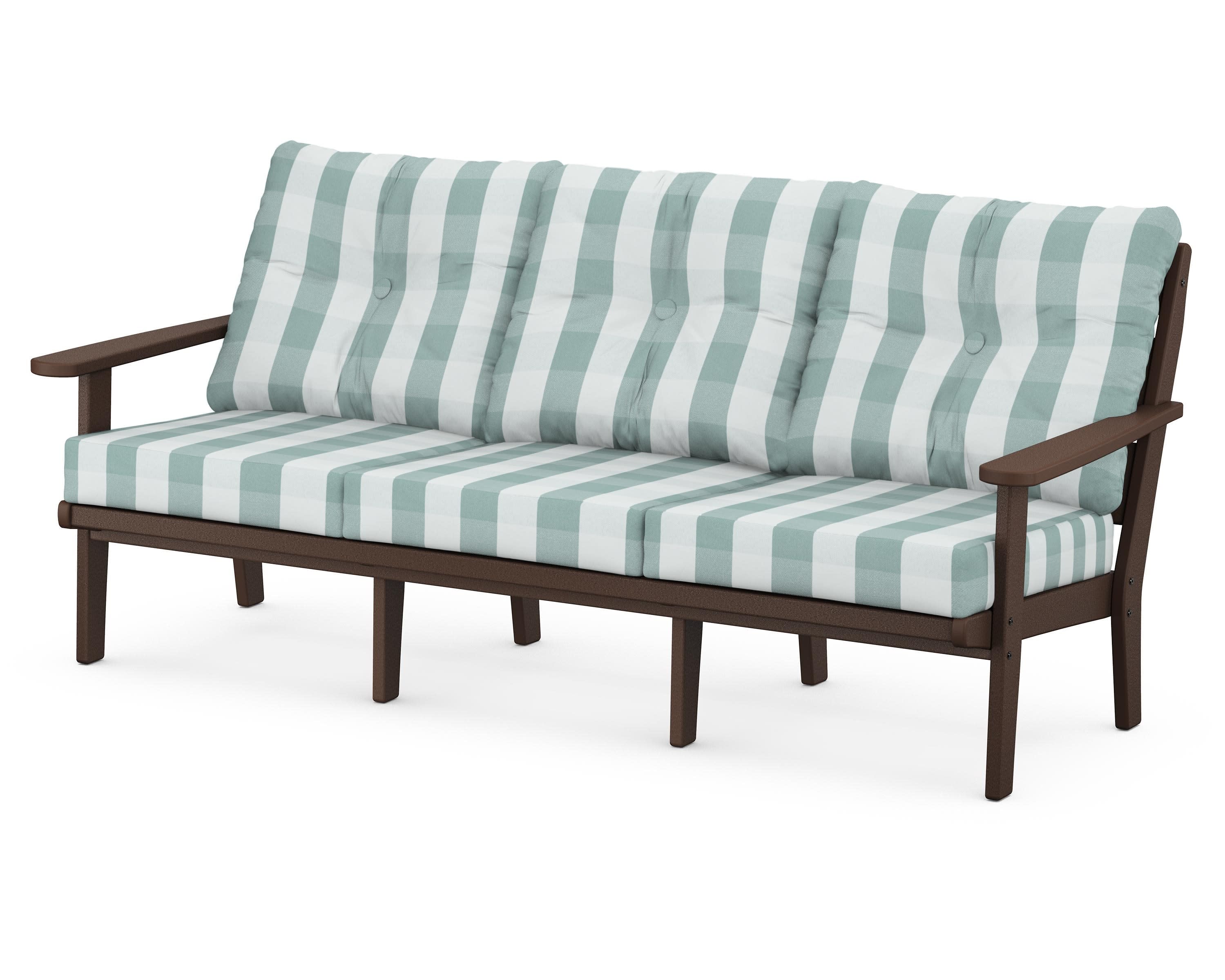 Lakeside Deep Seating Sofa in Mahogany / Buffalo Plaid Glacier Spa
