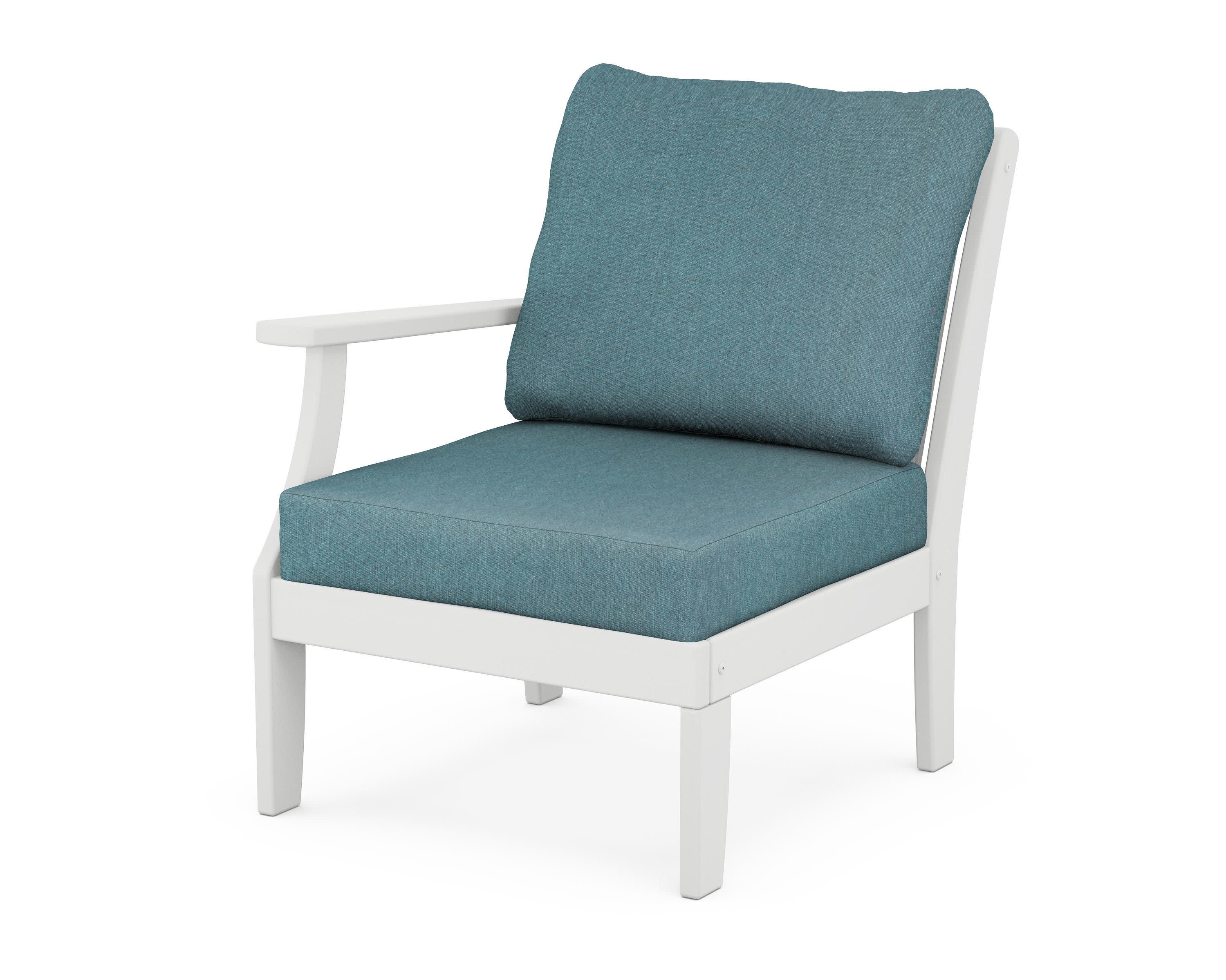 Braxton Modular Left Arm Chair in White / Ocean Teal