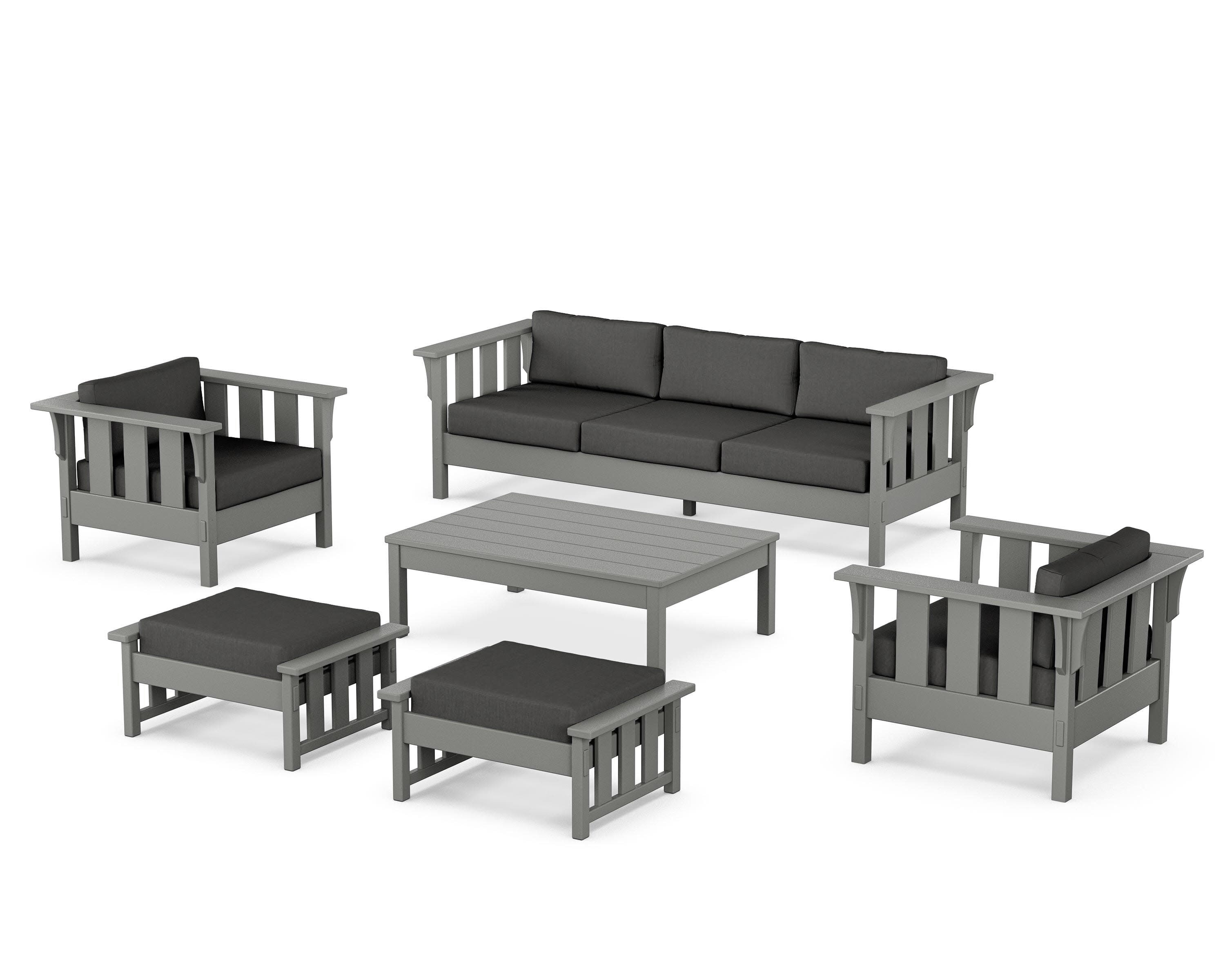 Acadia 6-Piece Lounge Sofa Set in Slate Grey / Spectrum Carbon