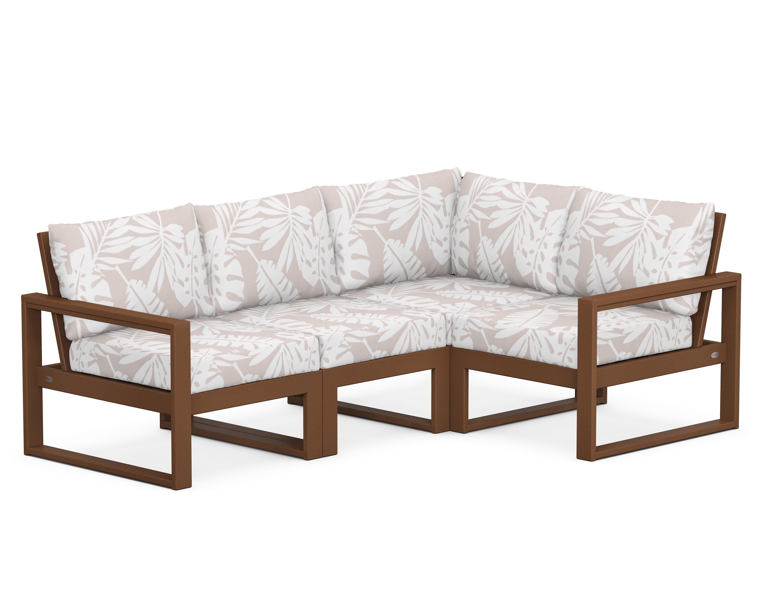 EDGE 4-Piece Modular Deep Seating Set in Teak / Leaf Dune Burlap