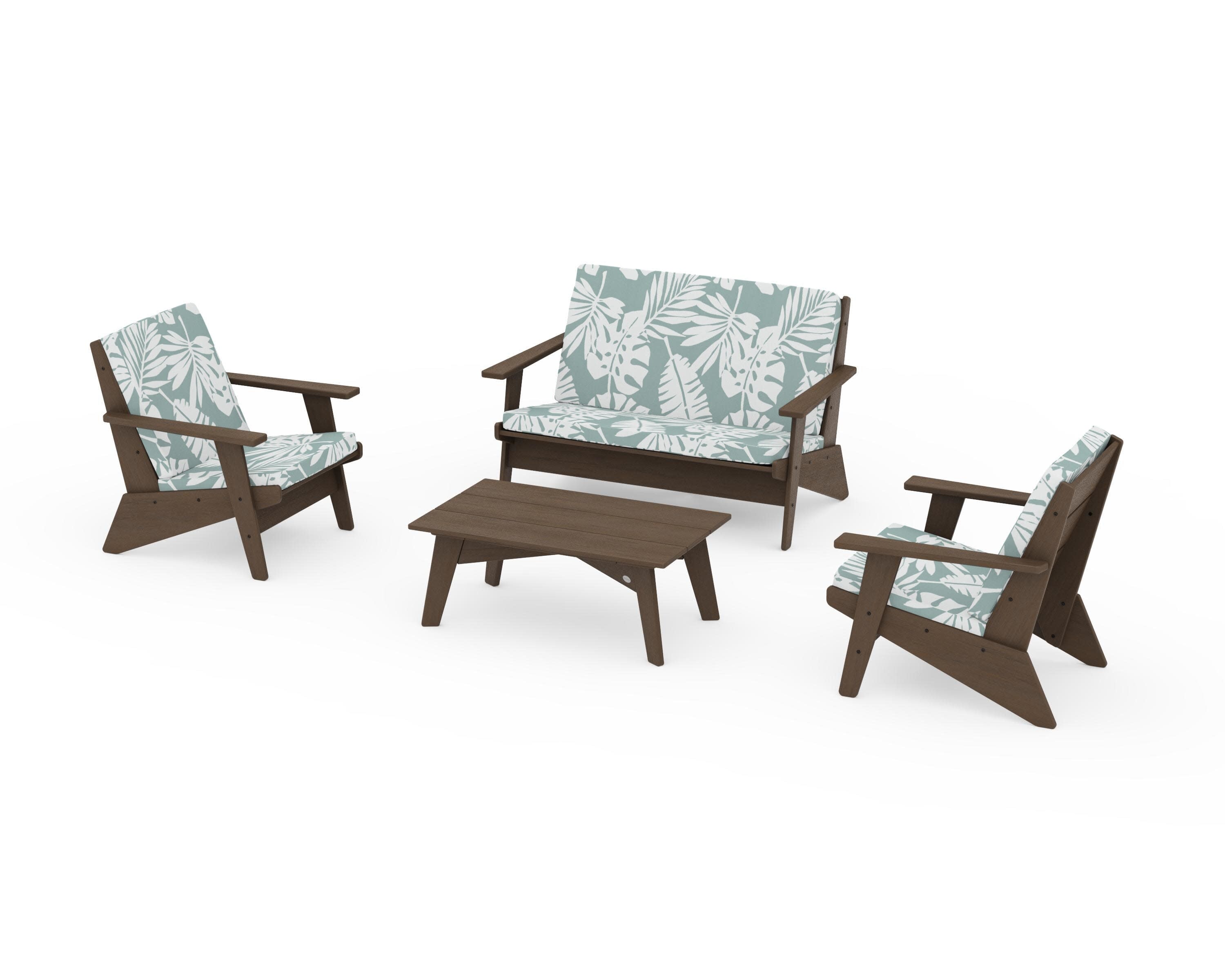 Riviera Modern Lounge 4-Piece Set in Kona / Leaf Glacier Spa