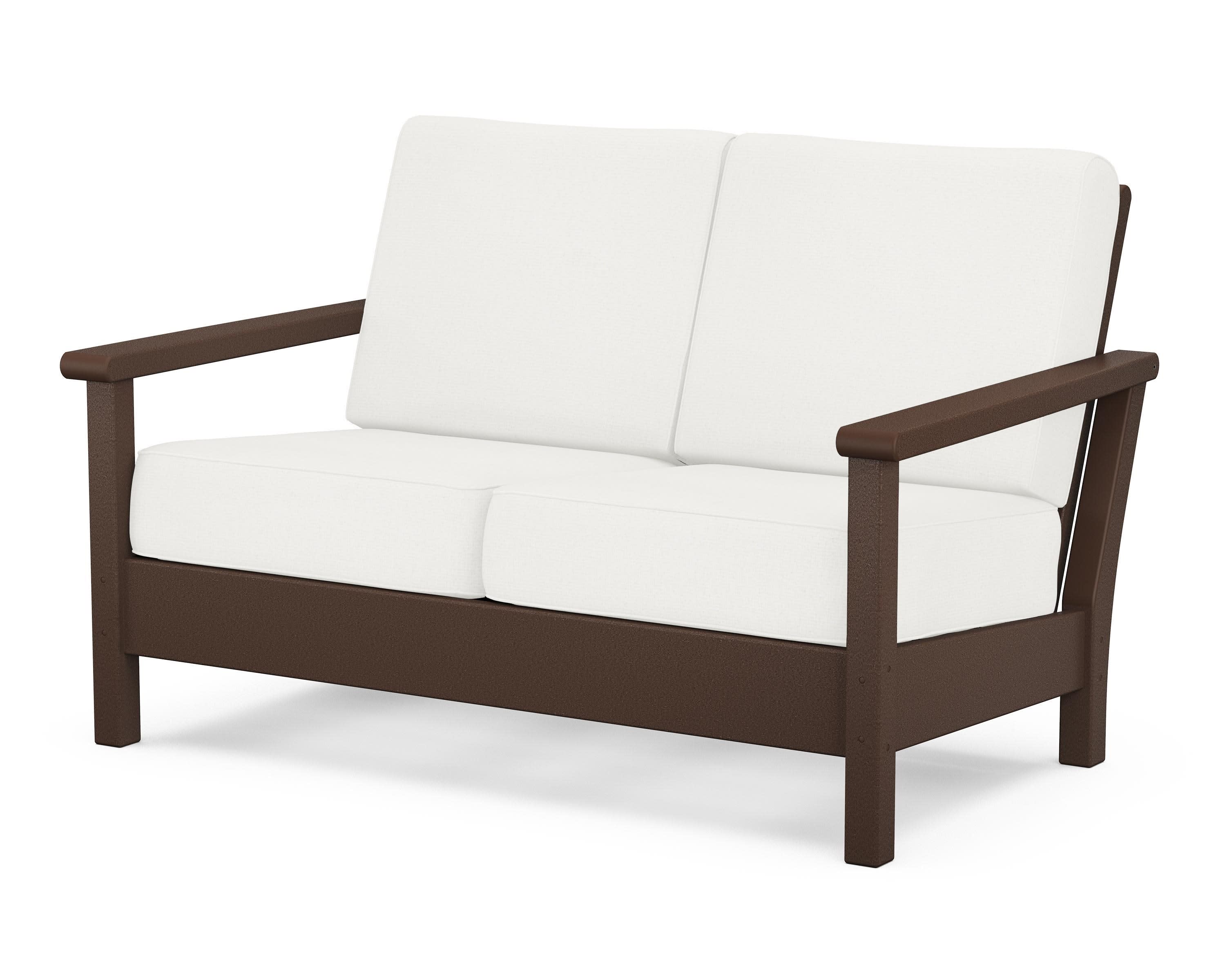 Harbour Deep Seating Loveseat in Mahogany / Natural Linen