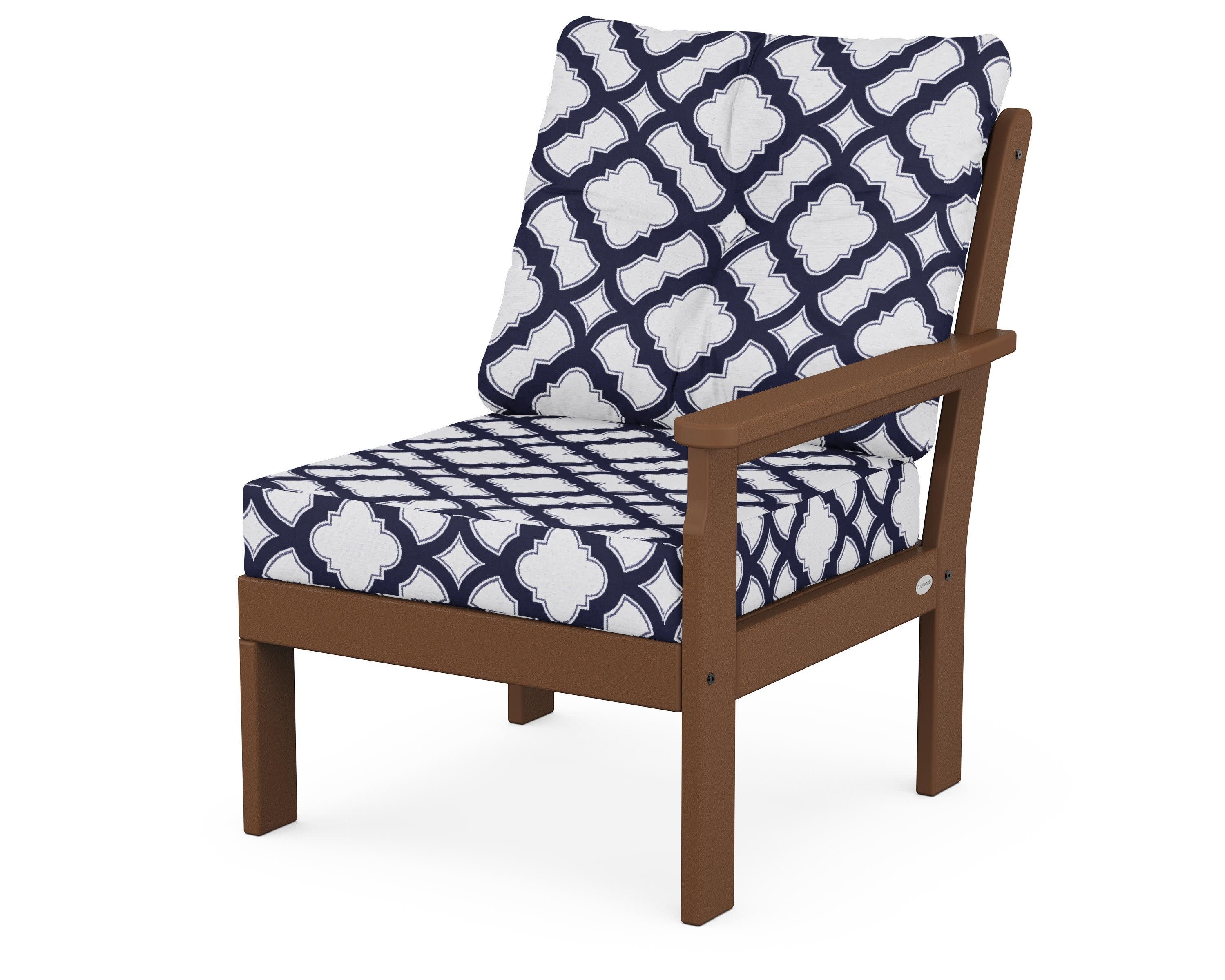 Vineyard Modular Right Arm Chair in Teak / Trellis Navy