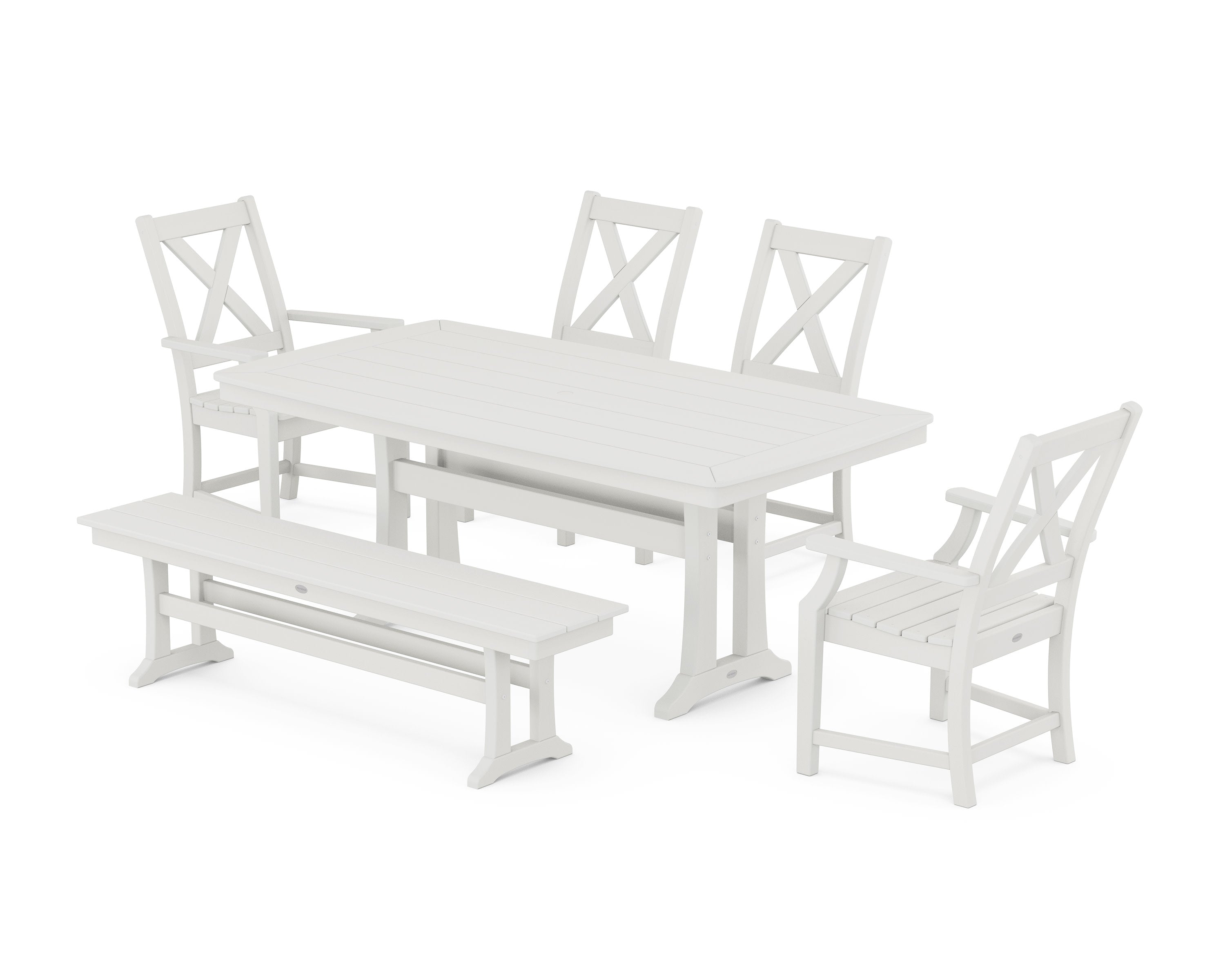 Braxton 6-Piece Dining Set with Trestle Legs in Vintage White