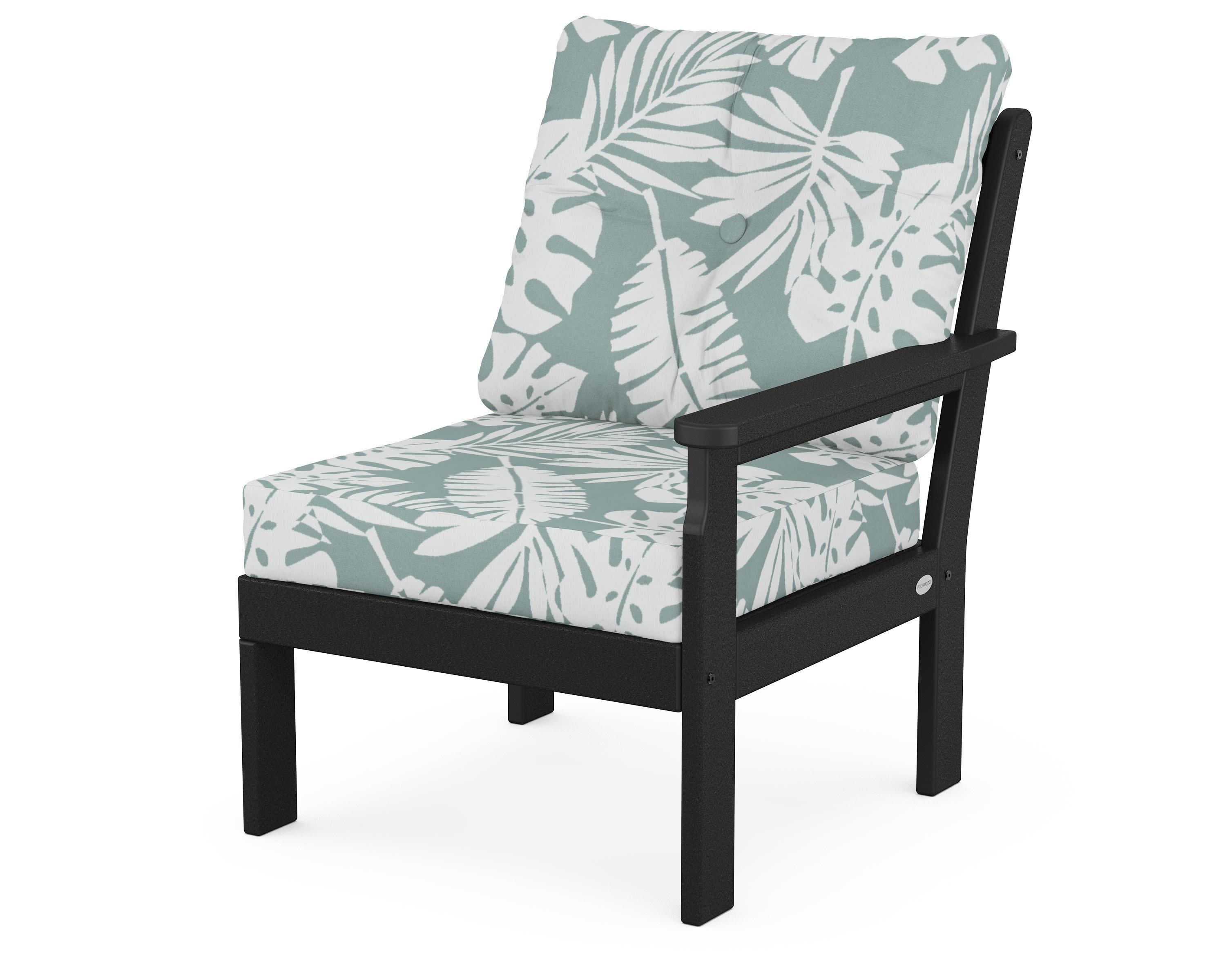 Vineyard Modular Right Arm Chair in Black / Leaf Glacier Spa
