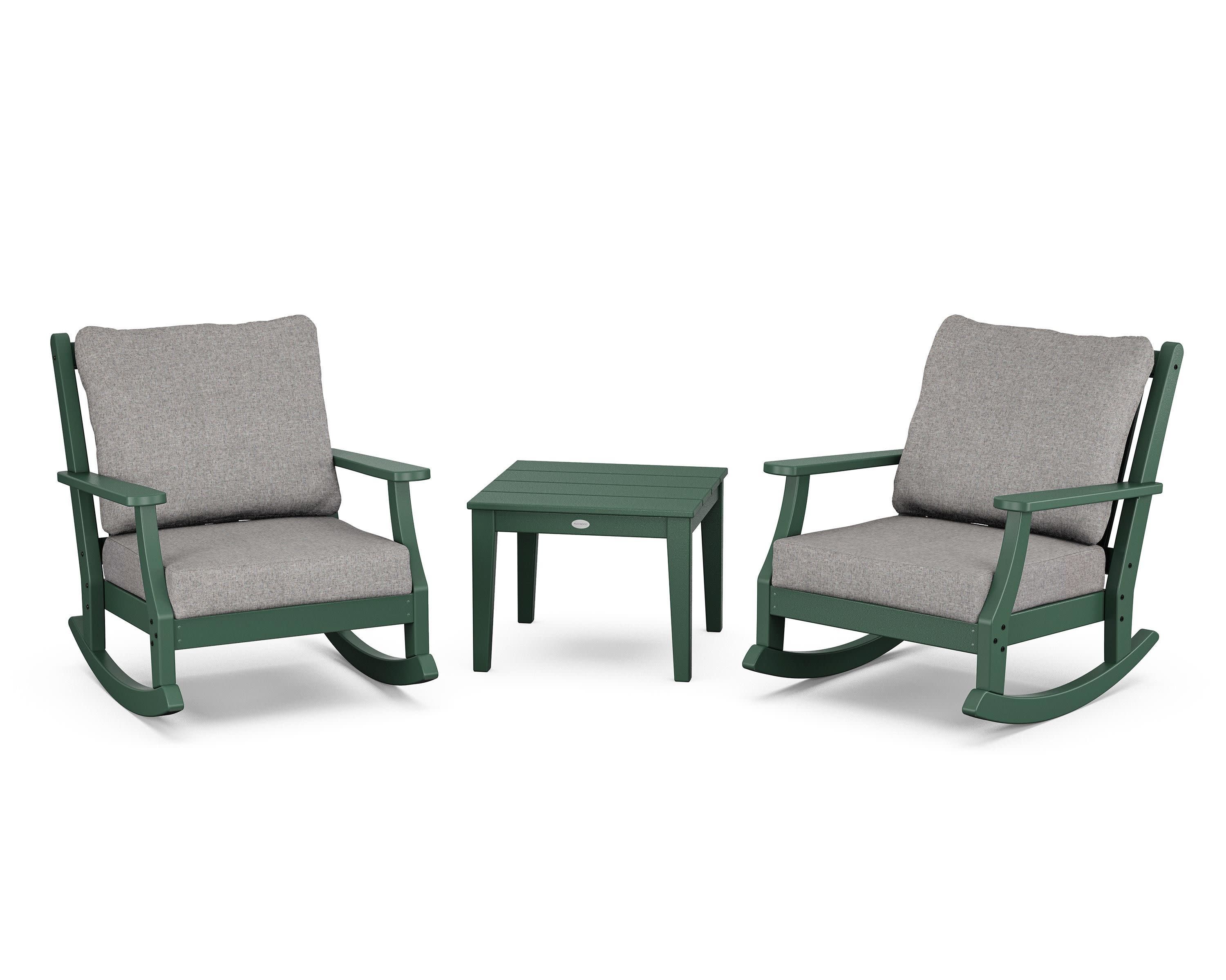 Wovendale 3-Piece Deep Seating Rocker Set in Green / Grey Mist