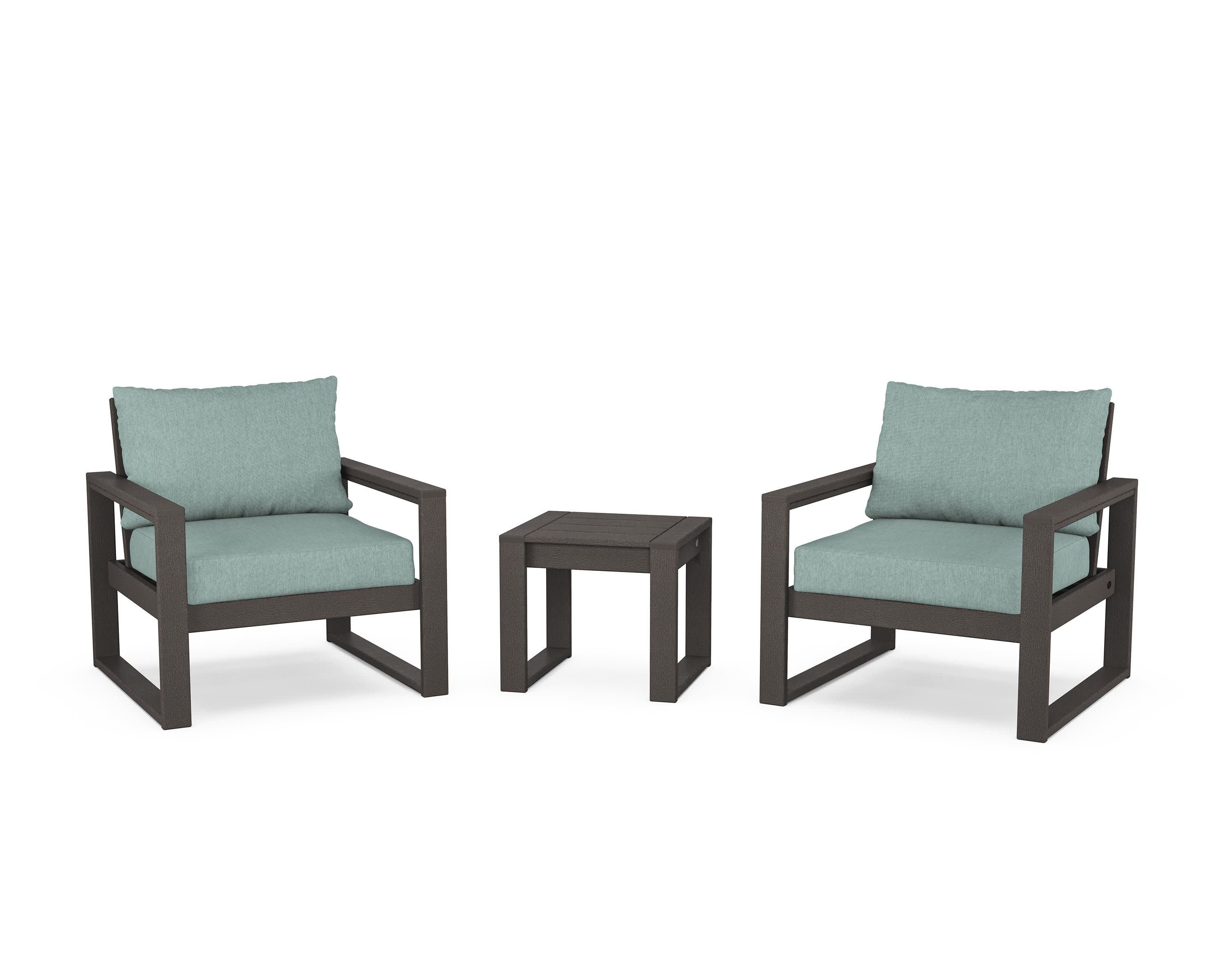 EDGE Sectional 3-Piece Deep Seating Set in Vintage Coffee / Glacier Spa