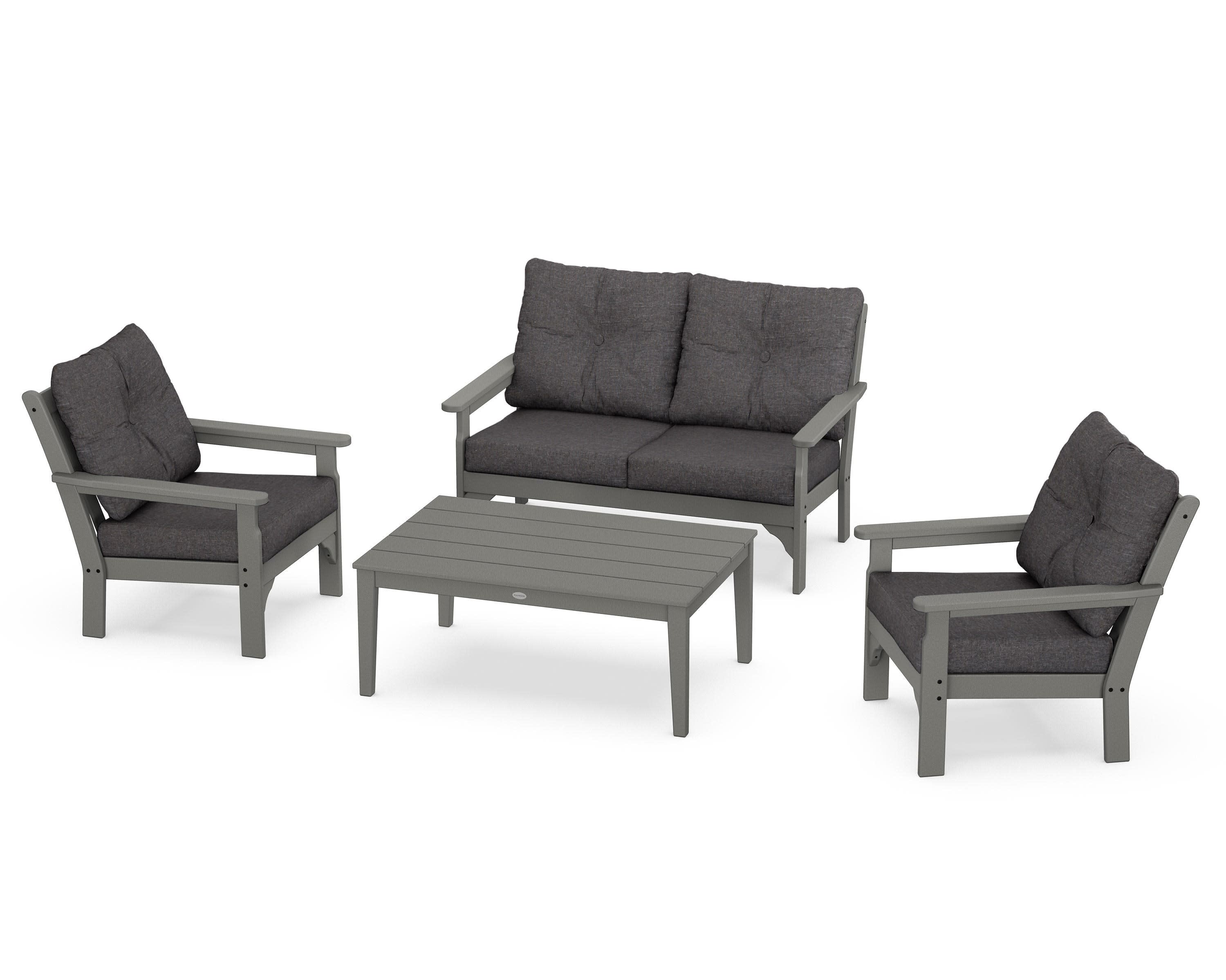Vineyard 4-Piece Deep Seating Set in Slate Grey / Ash Charcoal