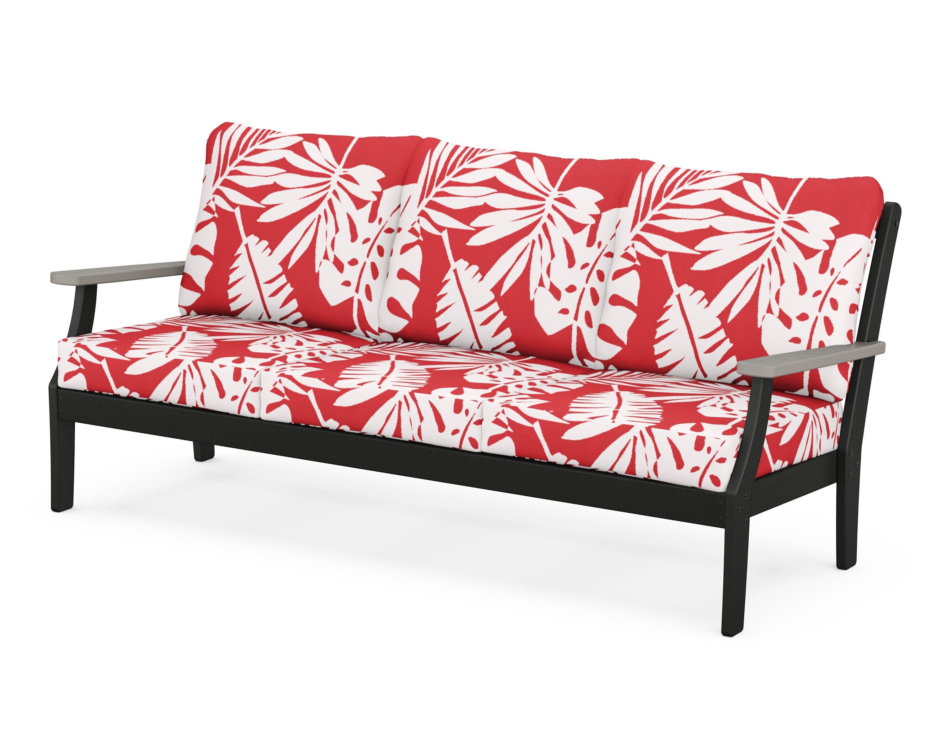 Braxton Deep Seating Sofa in Black / Driftwood / Leaf Crimson