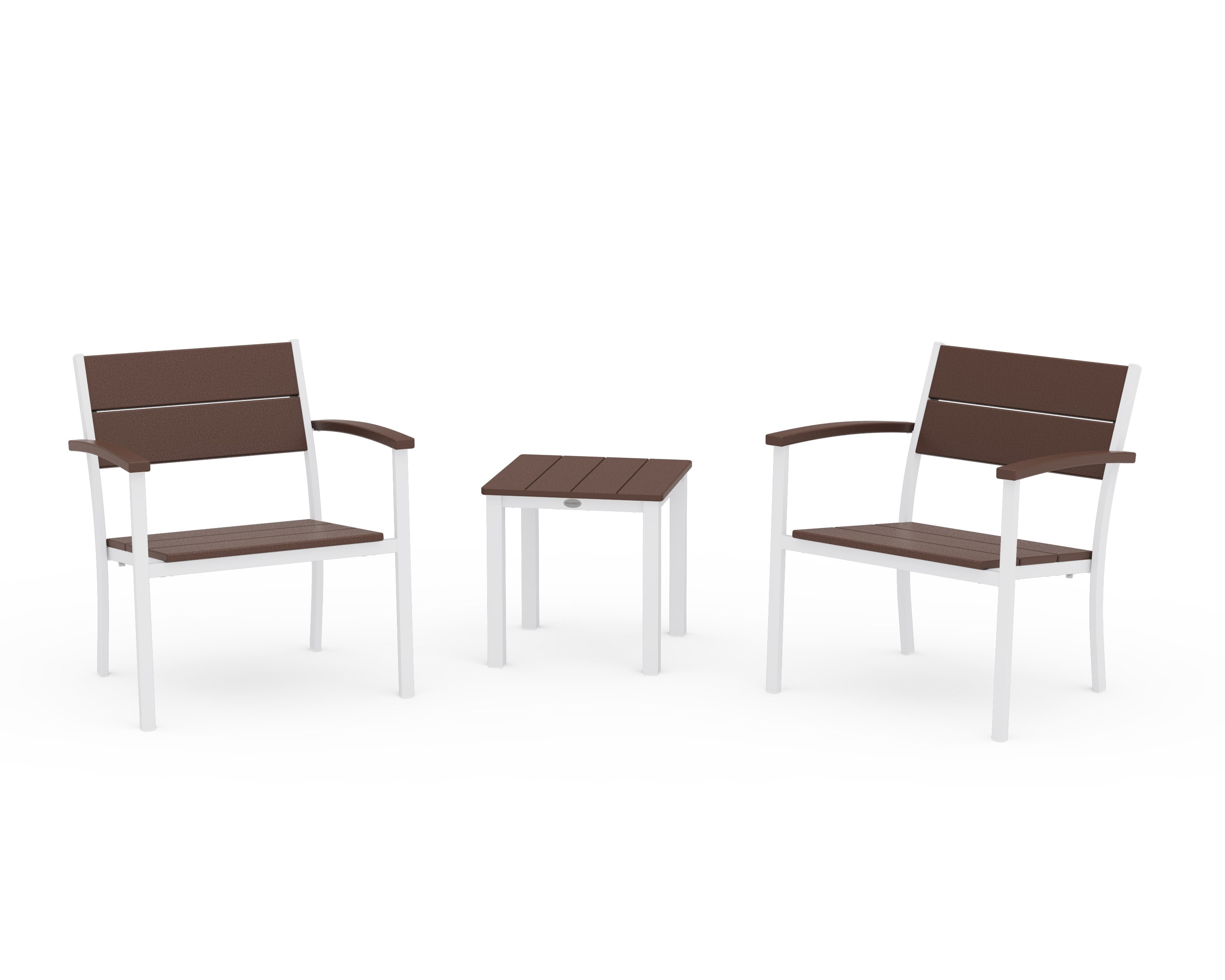 Main Street 3-Piece Lounge Chair Set in White / Mahogany