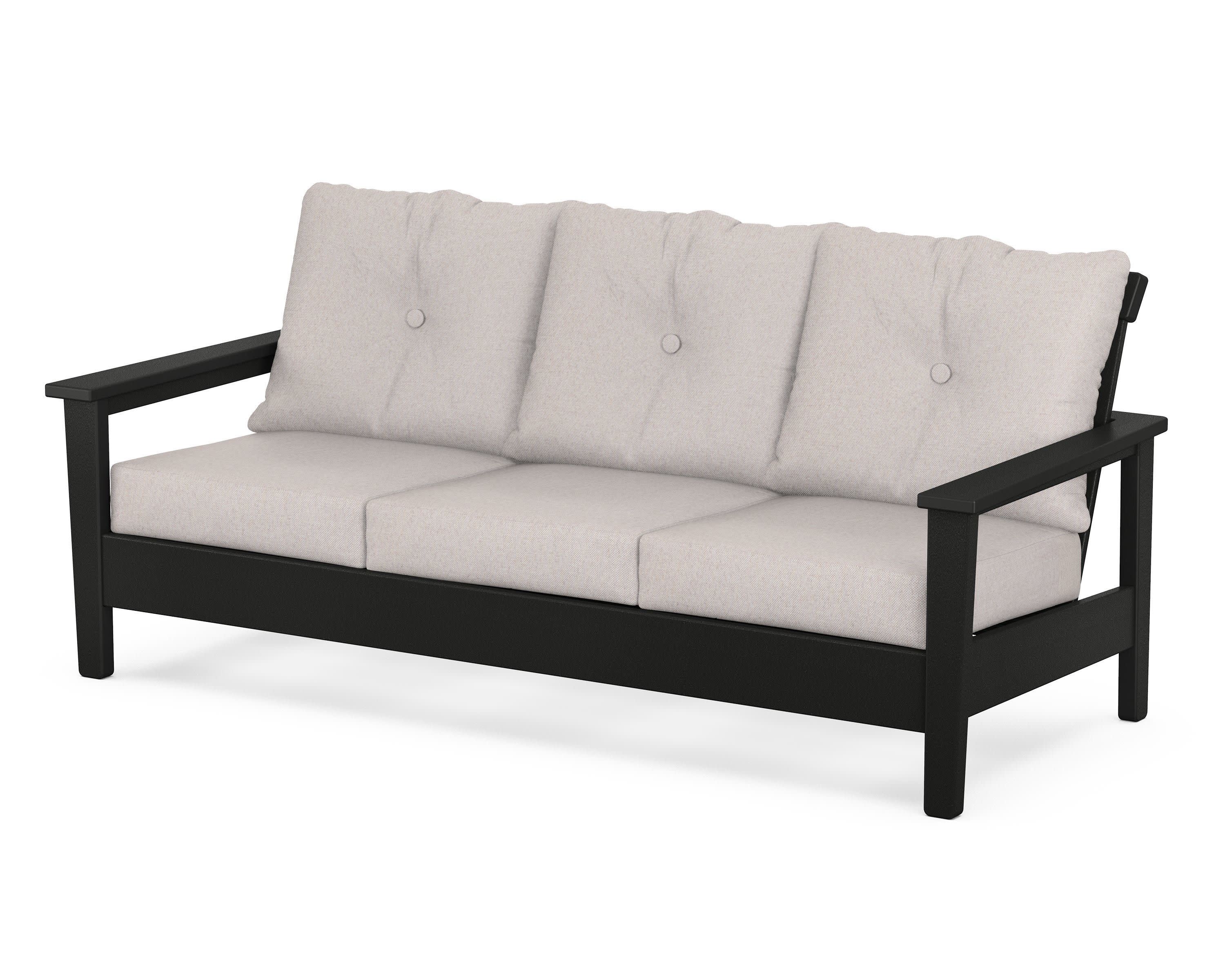 Prescott Deep Seating Sofa in Black / Dune Burlap
