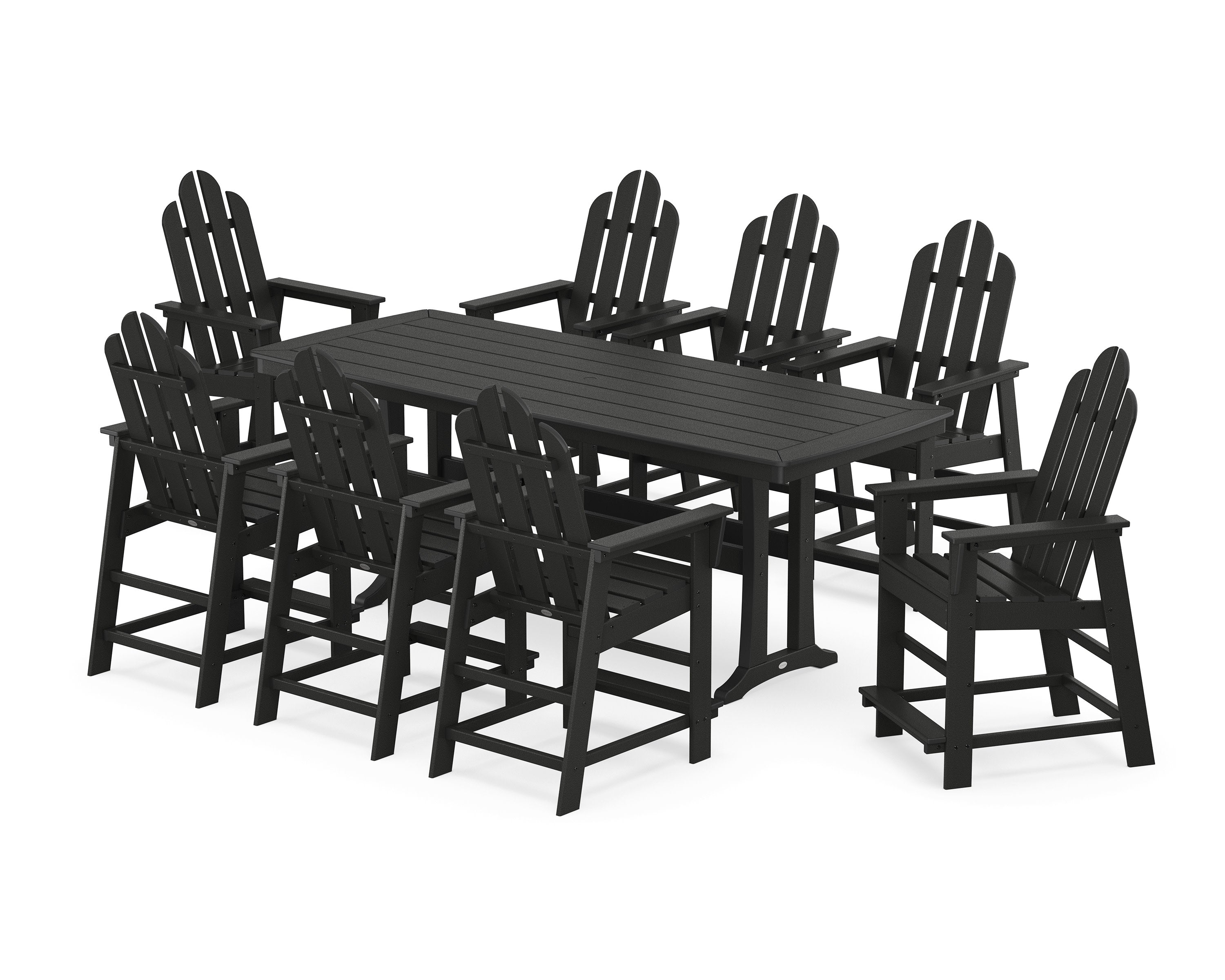 Long Island 9-Piece Counter Set with Trestle Legs in Black