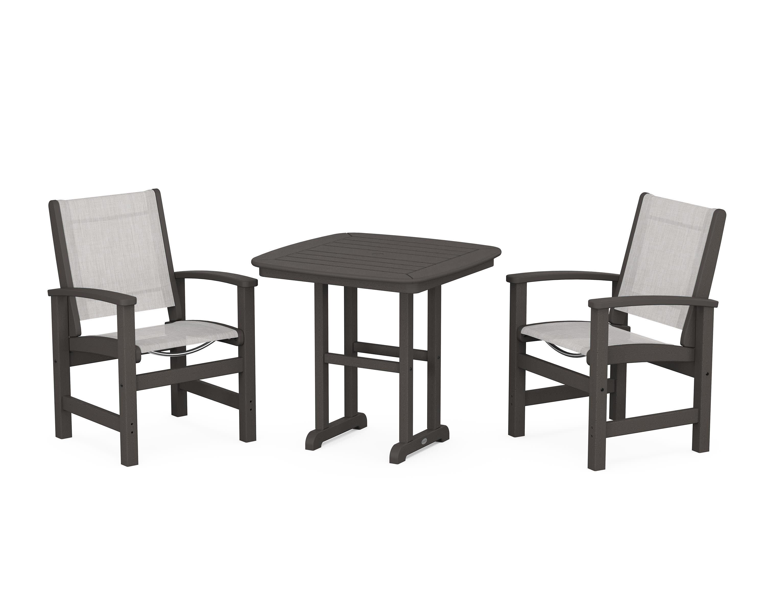 Coastal 3-Piece Dining Set in Vintage Coffee / Parchment Sling