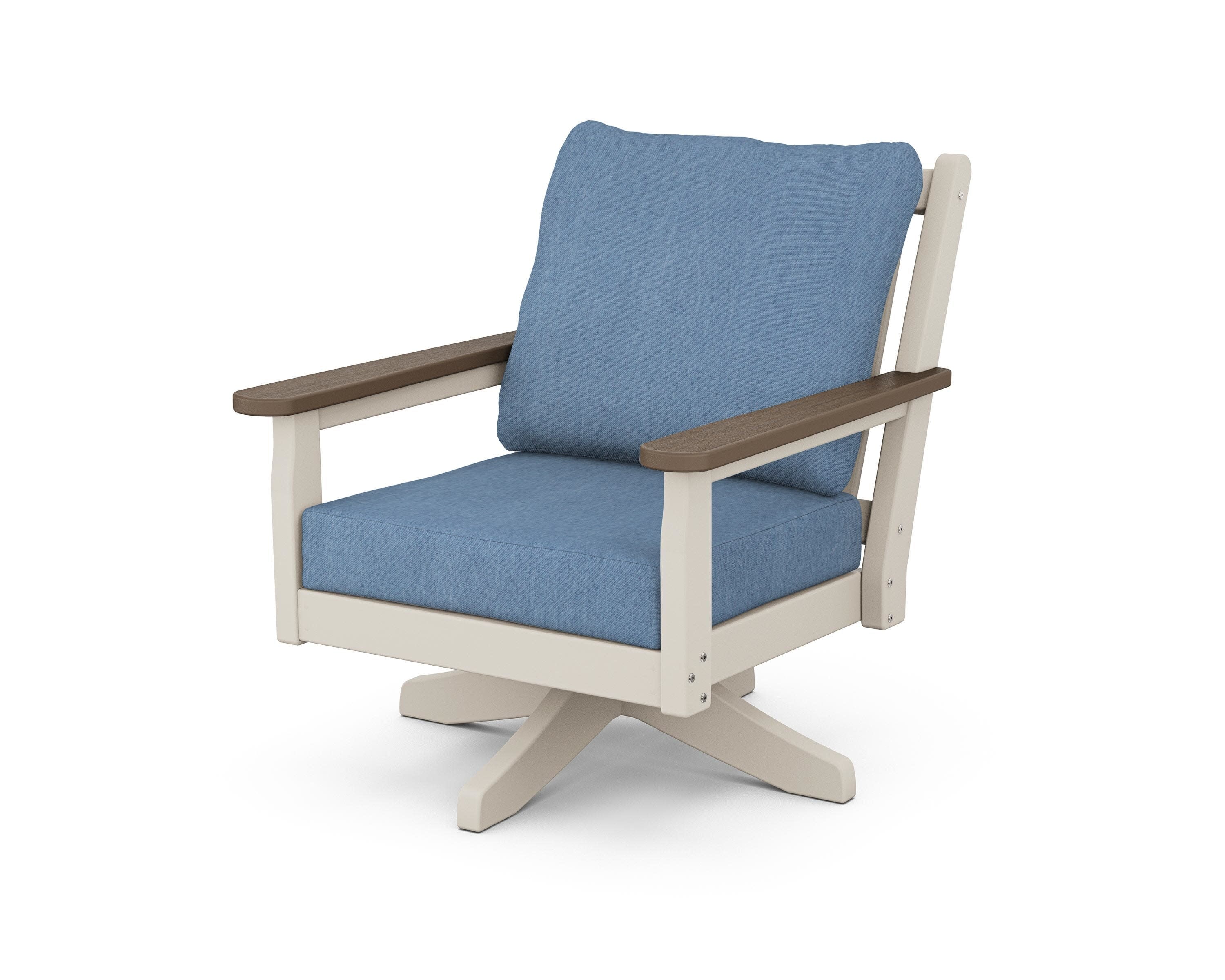 Chippendale Deep Seating Swivel Chair in Sand / Kona / Sky Blue