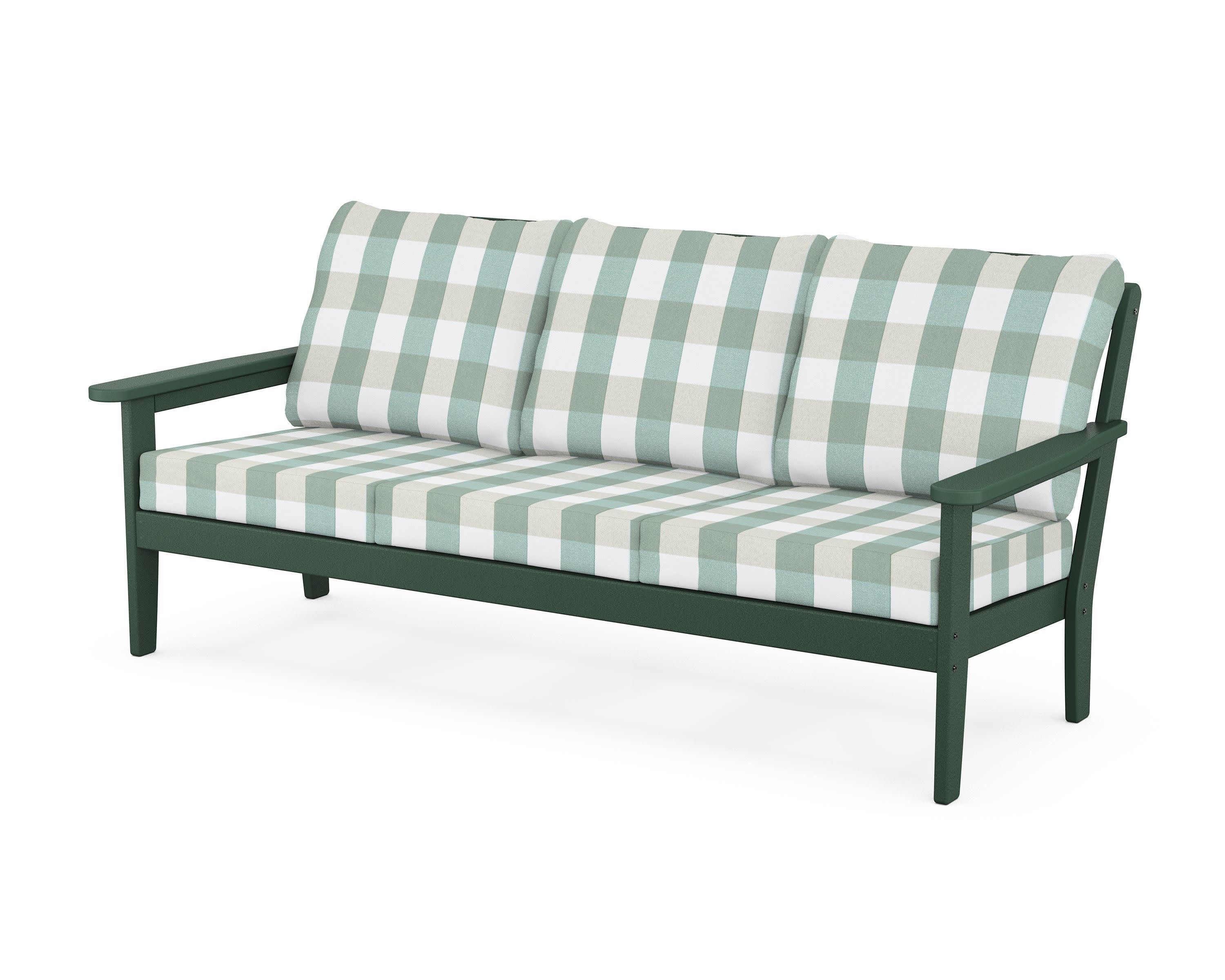Cottage Deep Seating Sofa in Green / Buffalo Plaid Glacier Spa