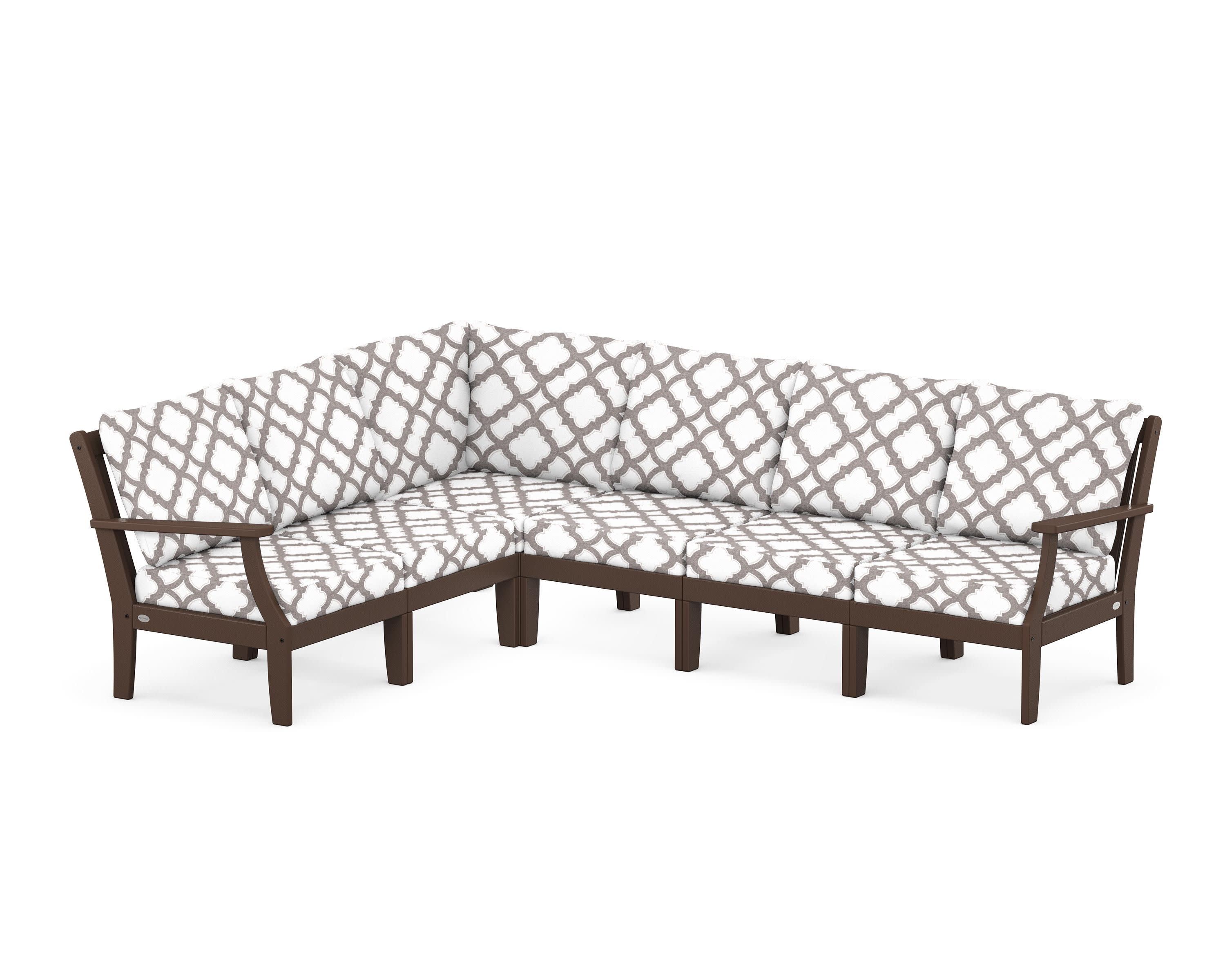 Braxton Modular 6-Piece Deep Seating Set in Mahogany / Trellis Grey Mist