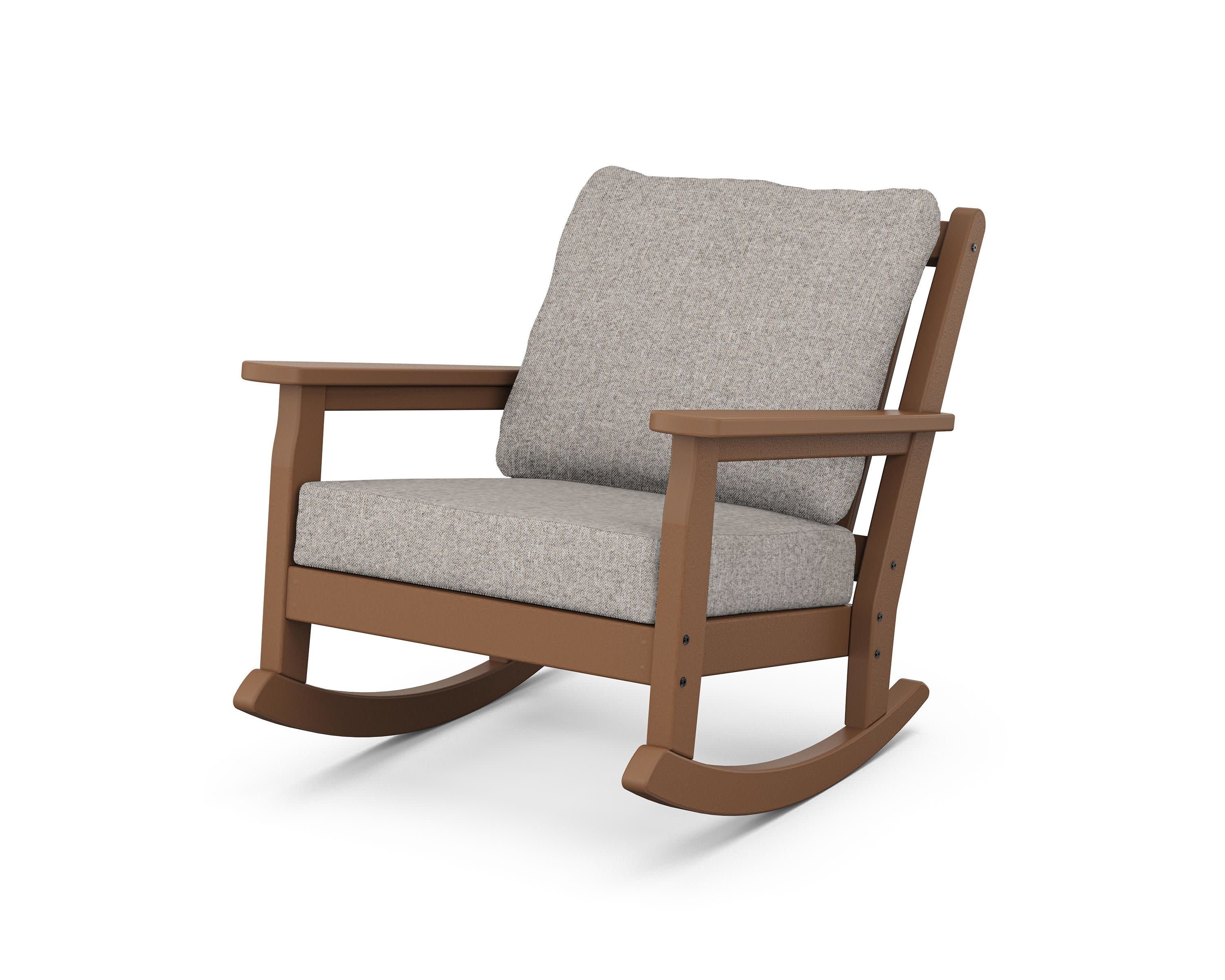 Chippendale Deep Seating Rocking Chair in Teak / Weathered Tweed