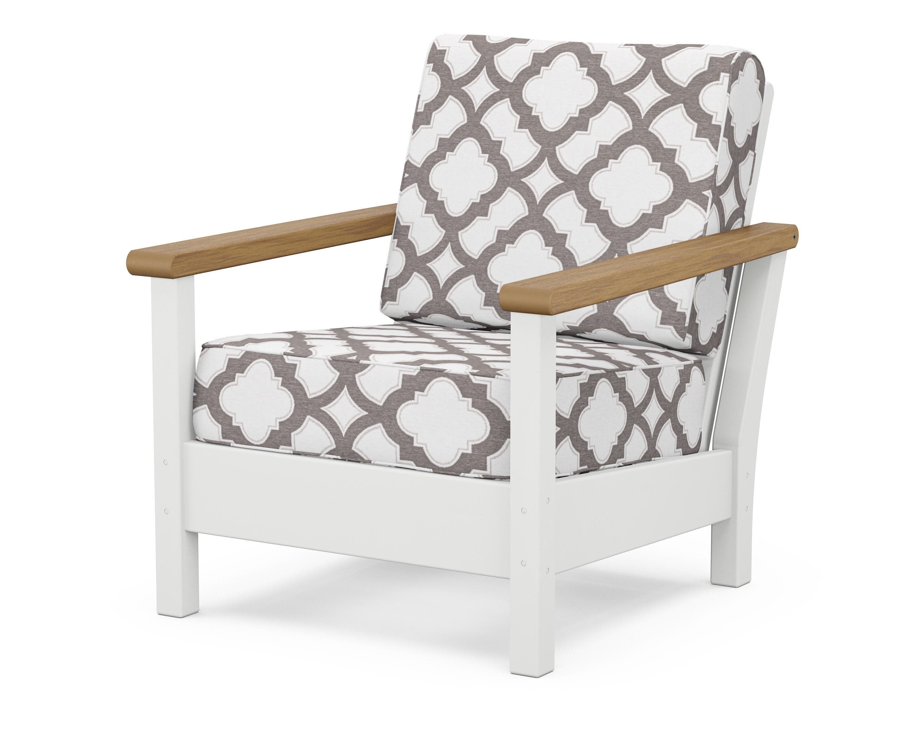 Harbour Deep Seating Chair in White / Natural / Trellis Grey Mist