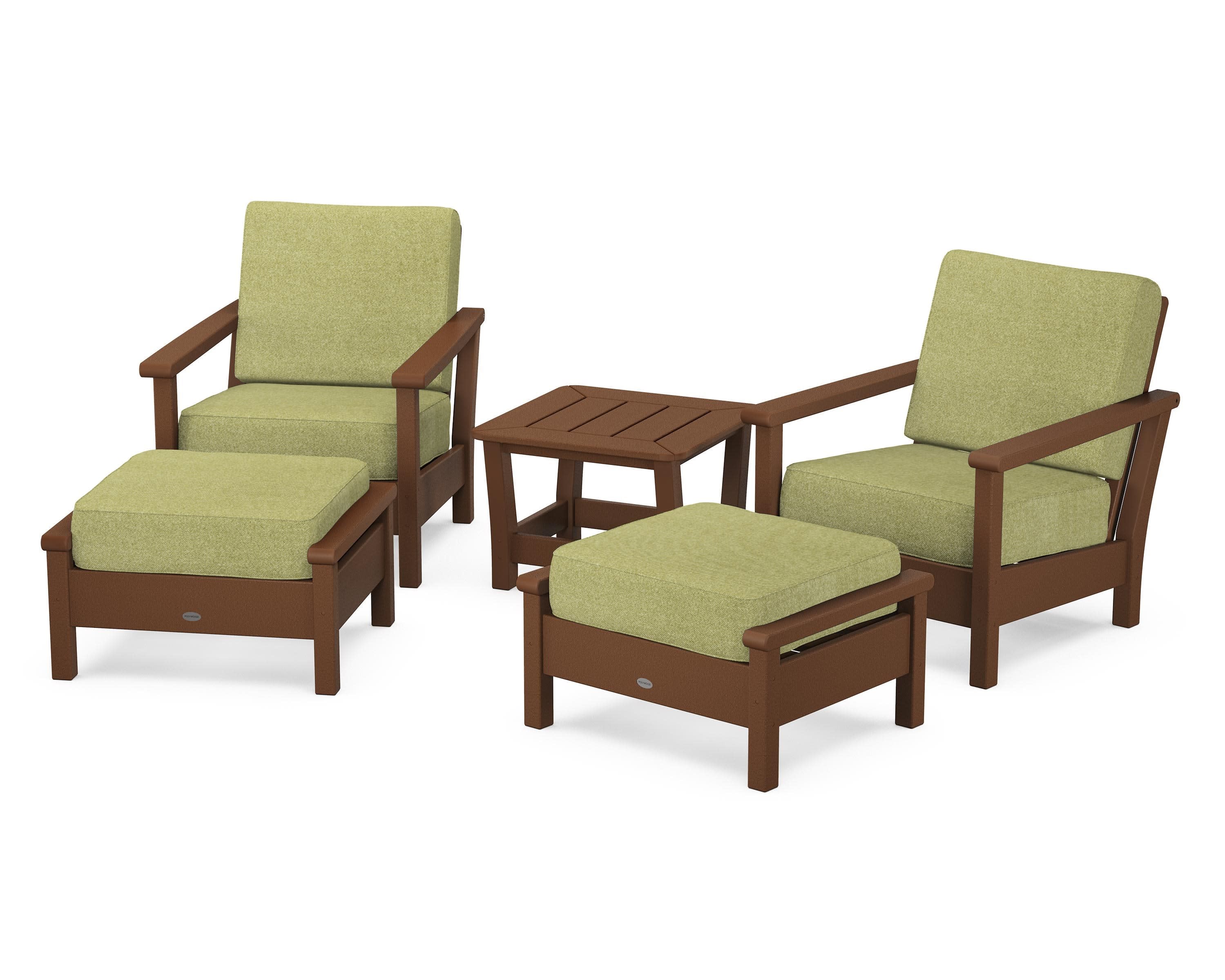 Harbour 5-Piece Deep Seating Chair Set in Teak / Chartreuse Boucle