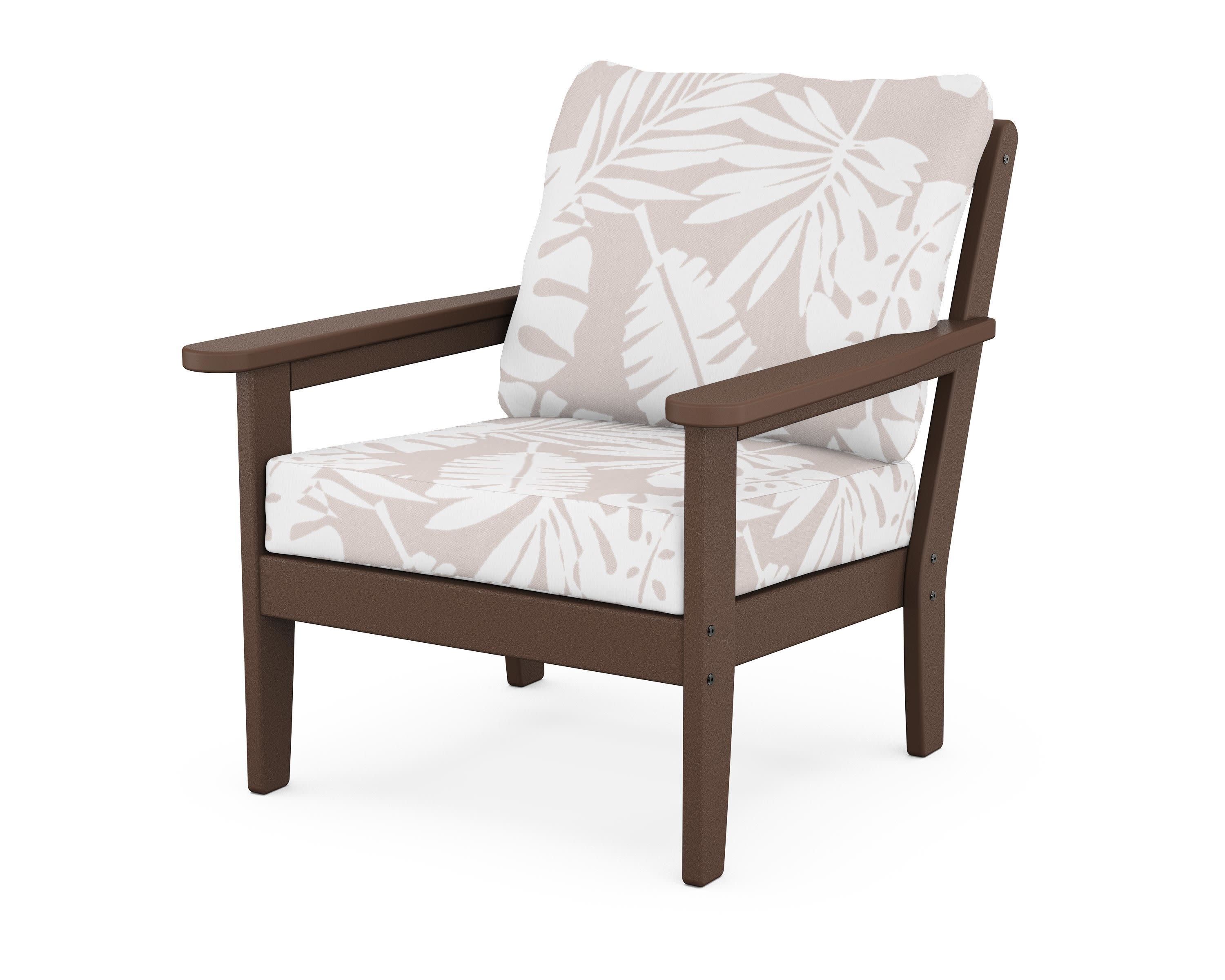 Cottage Deep Seating Chair in Mahogany / Leaf Dune Burlap