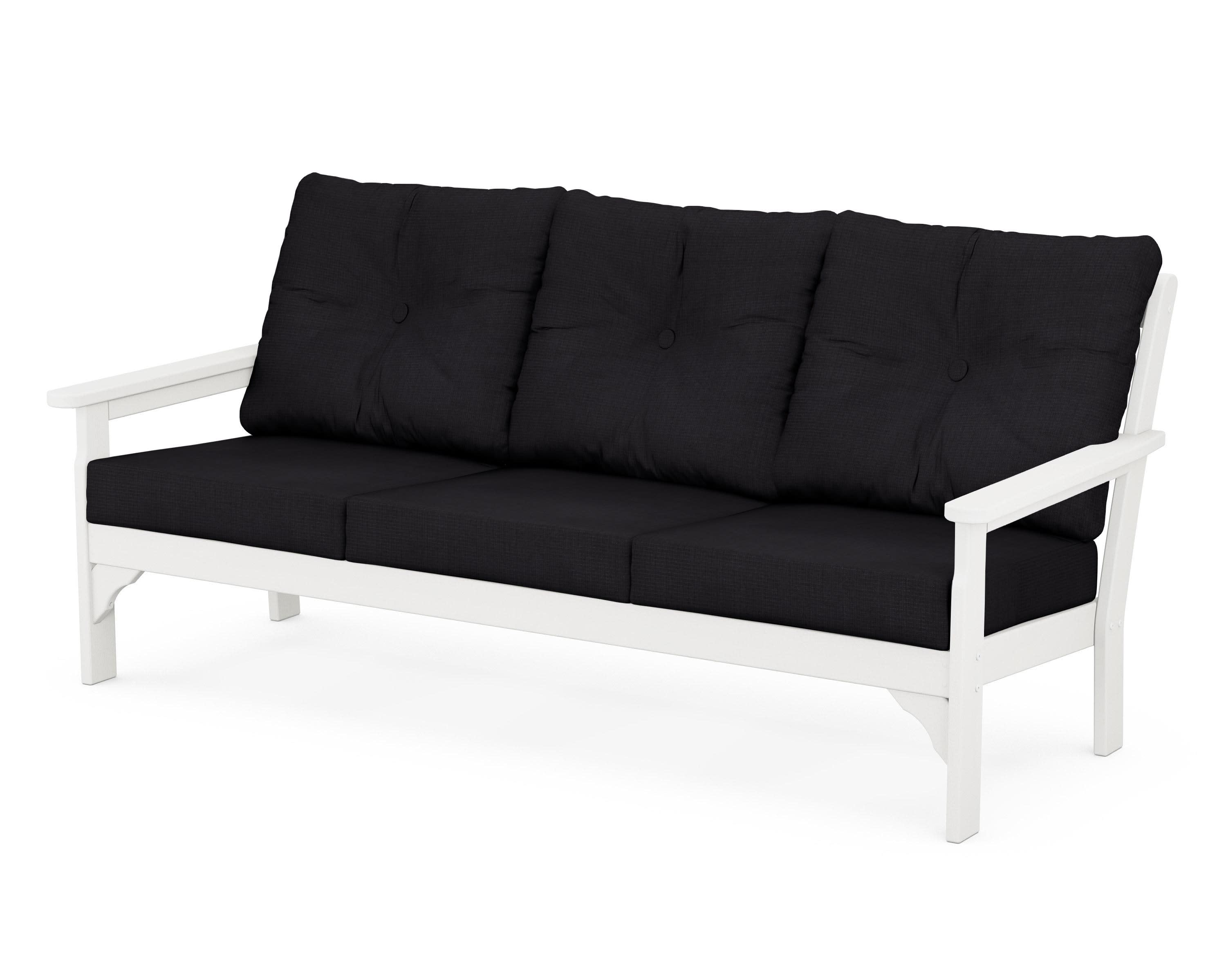 Vineyard Deep Seating Sofa in White / Midnight Linen