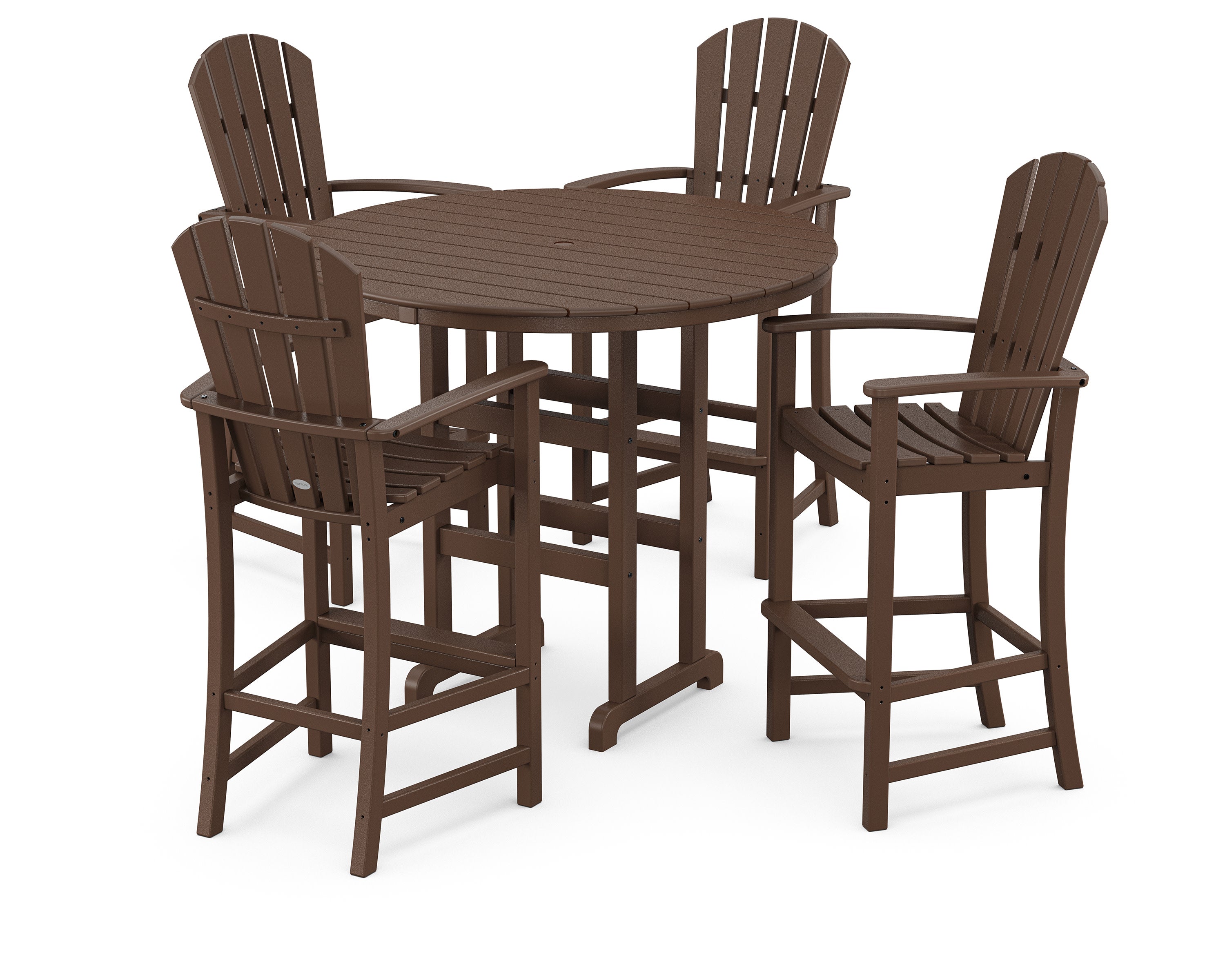 Palm Coast 5-Piece Round Farmhouse Bar Set in Mahogany