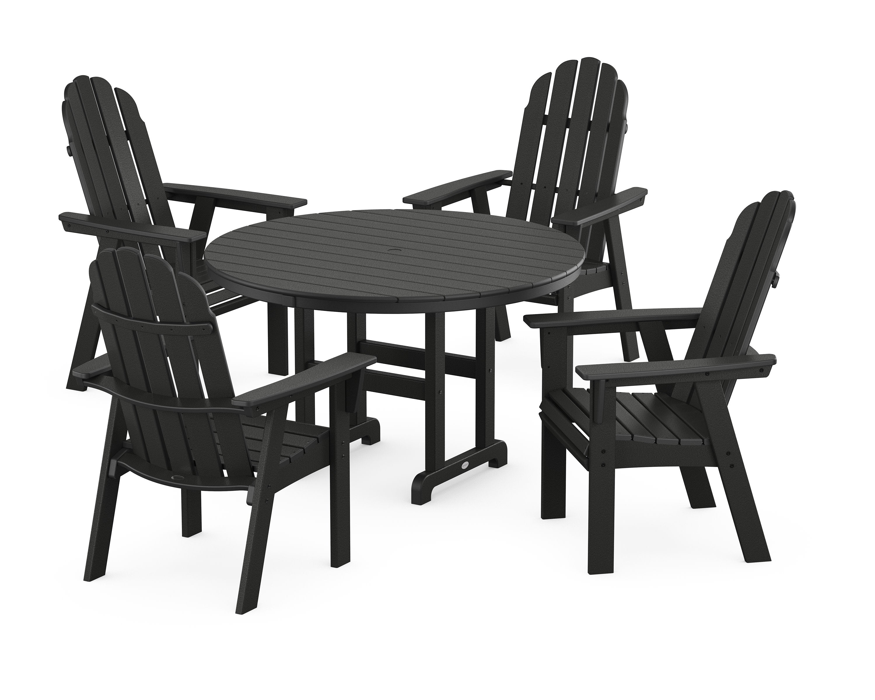 Vineyard Curveback Adirondack 5-Piece Round Farmhouse Dining Set in Black
