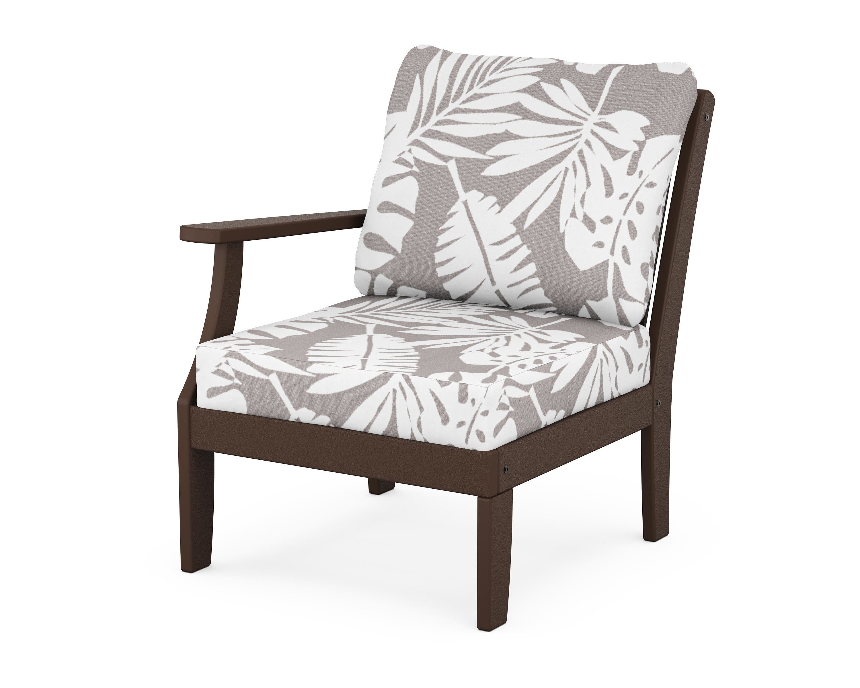 Braxton Modular Left Arm Chair in Mahogany / Leaf Grey Mist