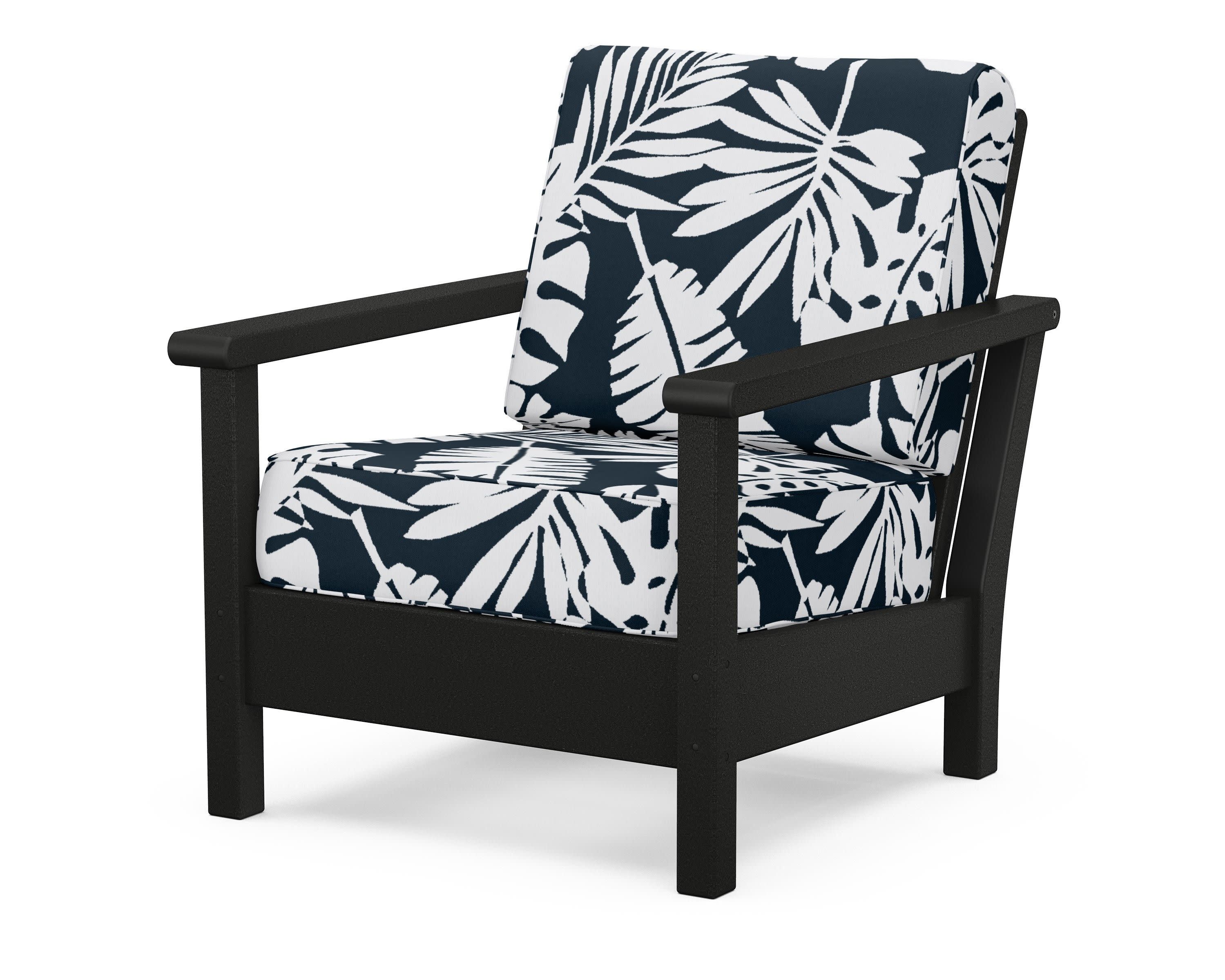 Harbour Deep Seating Chair in Black / Leaf Marine Indigo