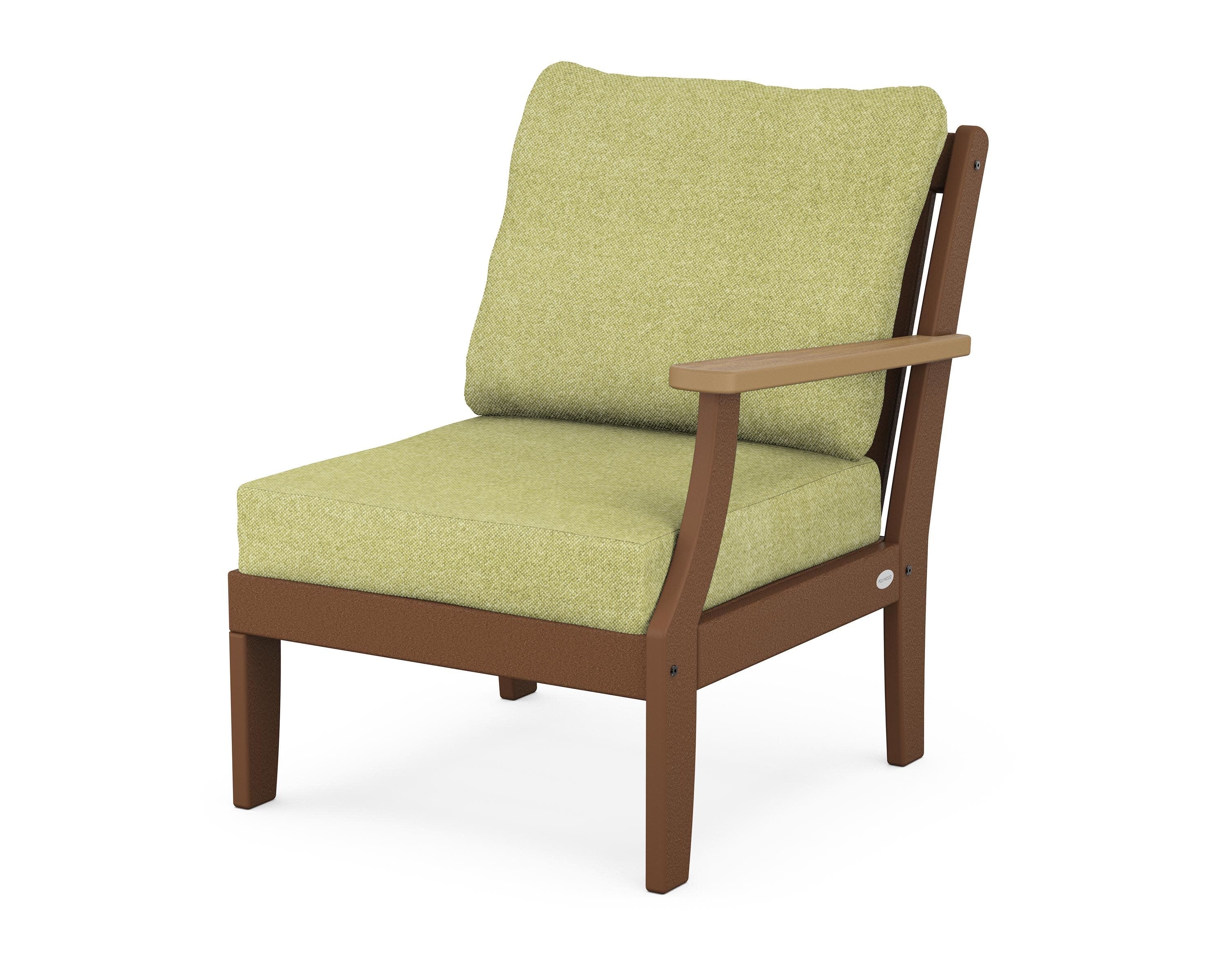 Braxton Modular Right Arm Chair in Teak / Natural / Chartreuse Boucle