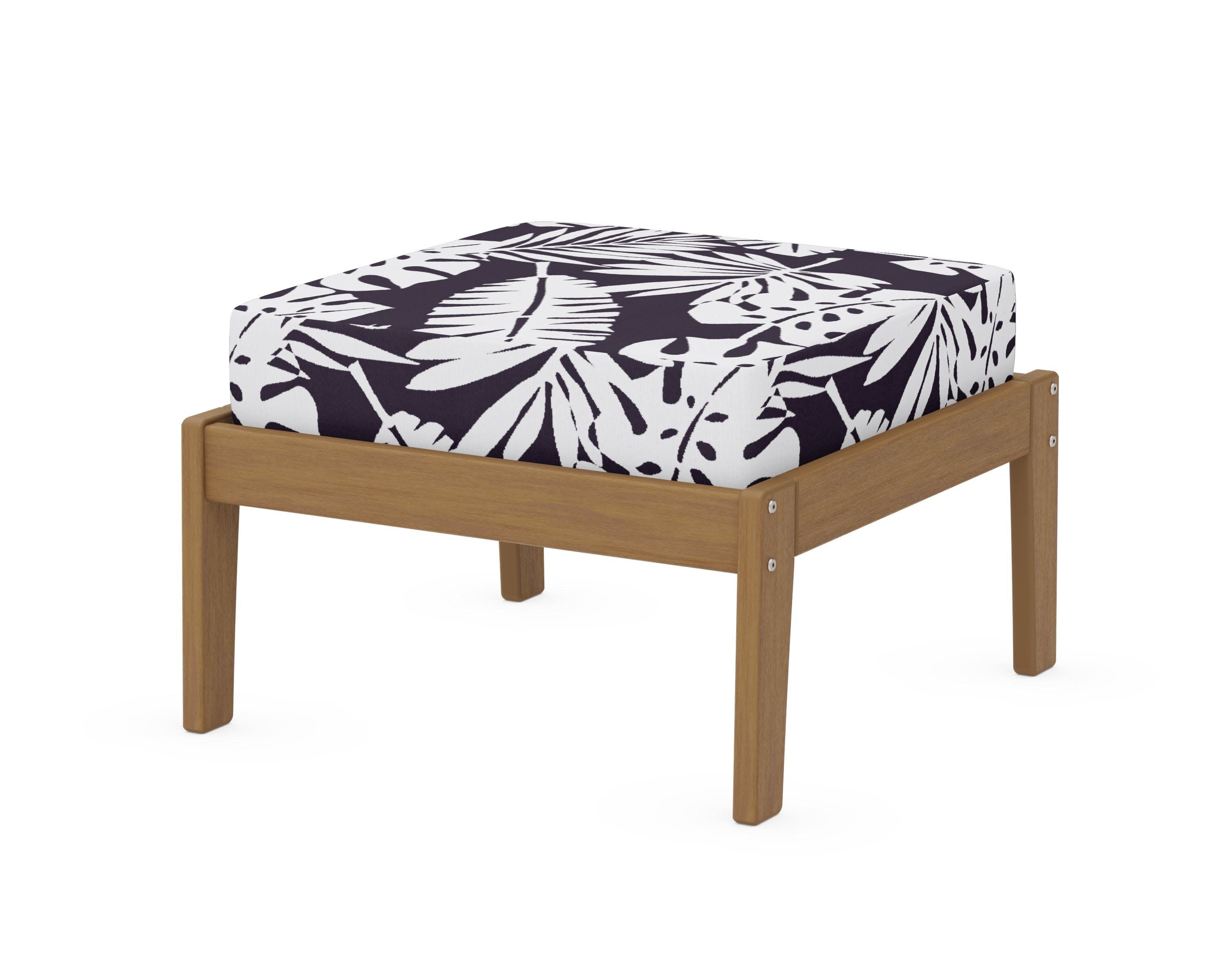 Deep Seating Ottoman in Natural / Leaf Navy