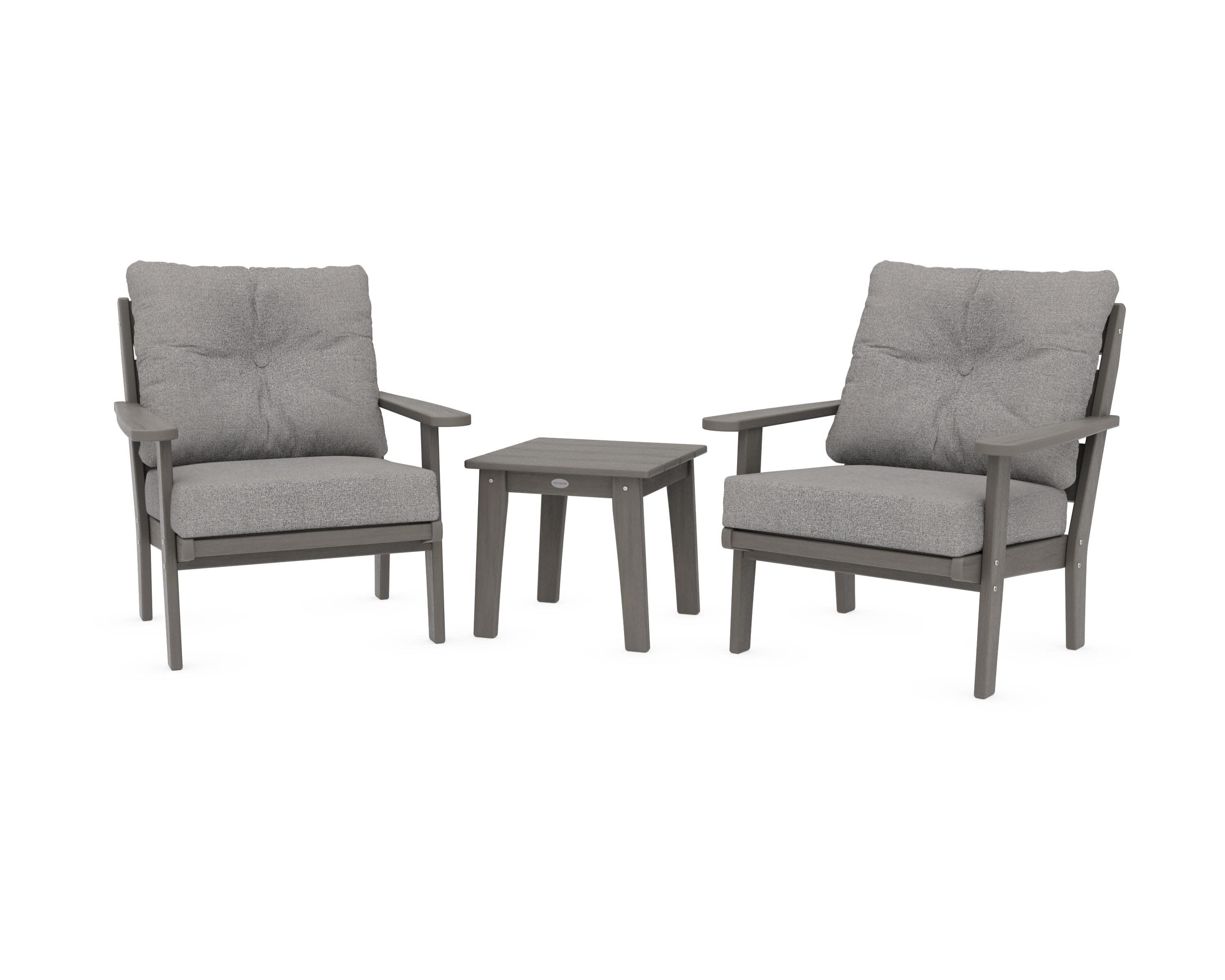 Lakeside 3-Piece Deep Seating Chair Set in Driftwood / Grey Mist