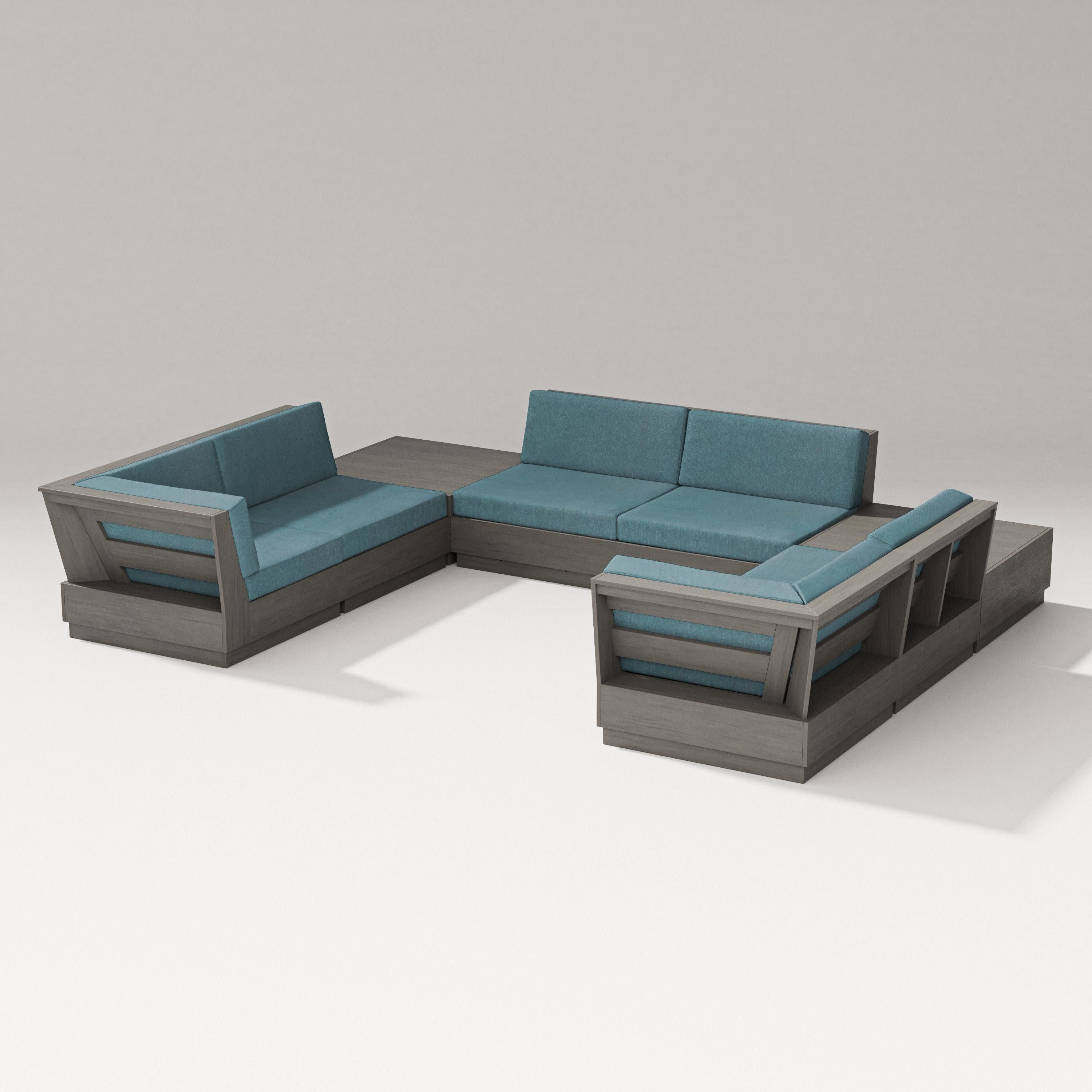 Elevate 8-Piece U-Shaped Sectional in Driftwood / Ocean Teal