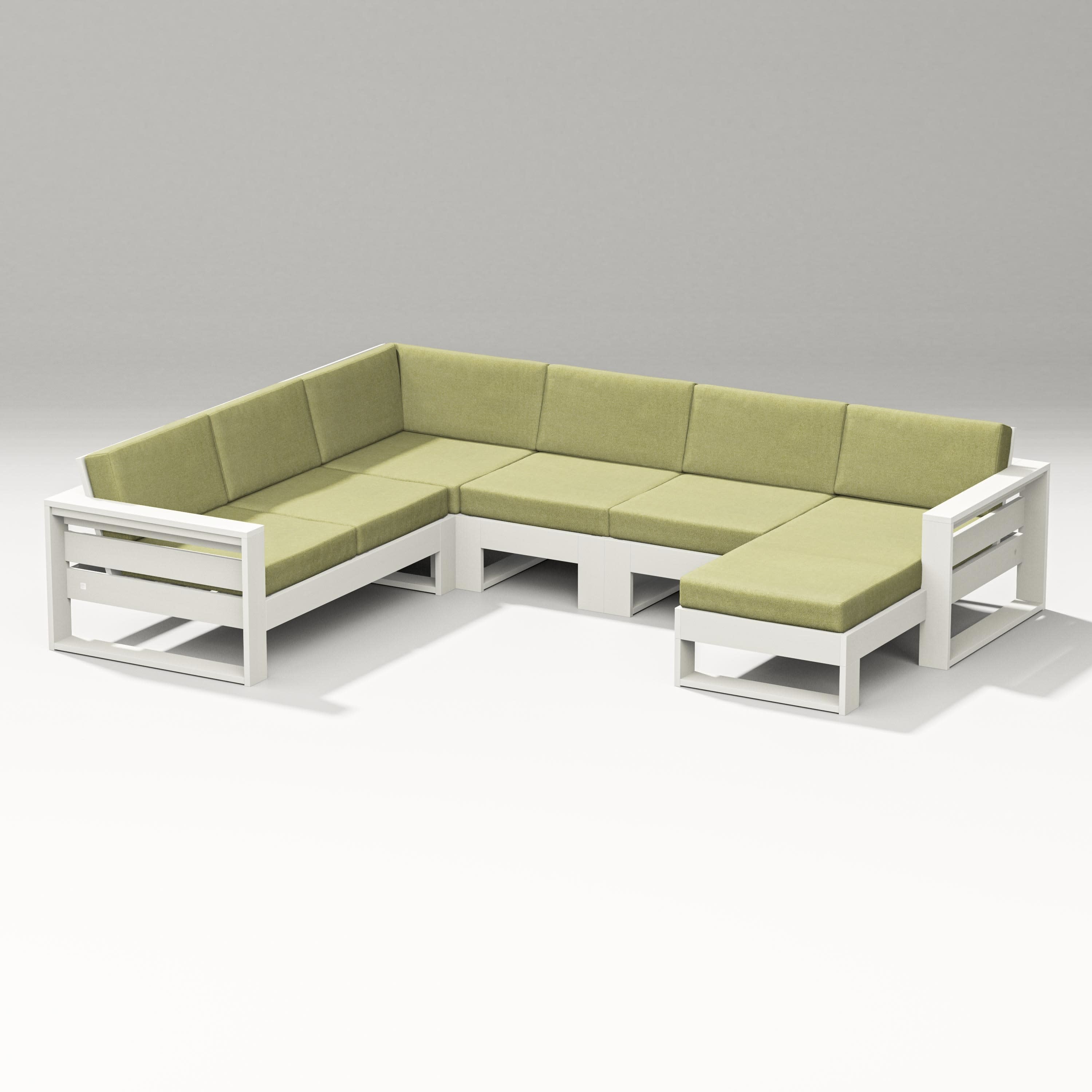 Latitude Corner Sectional with Right Chaise in Vintage White / Chartreuse Boucle