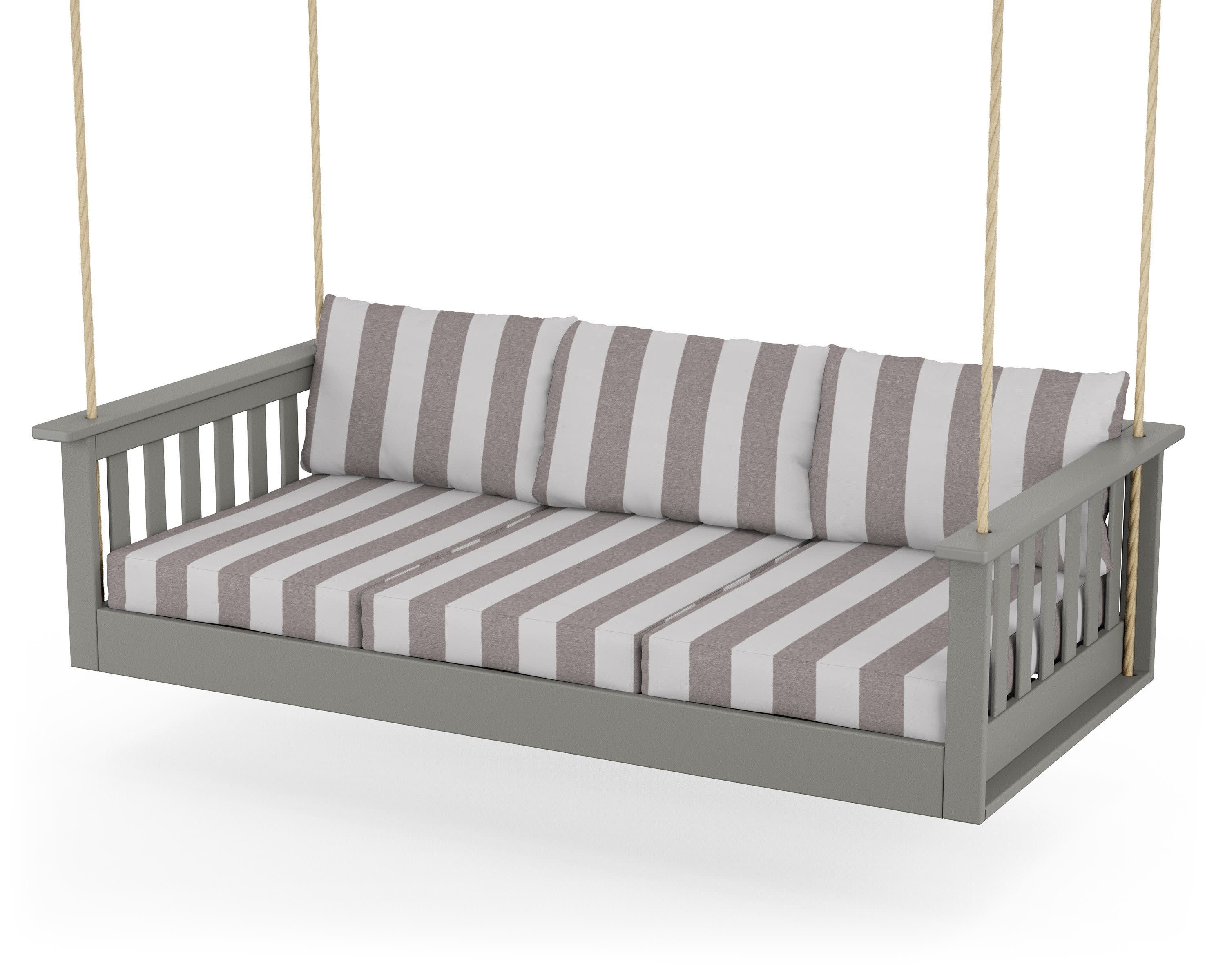 Vineyard Daybed Swing in Slate Grey / Cabana Stripe Grey Mist