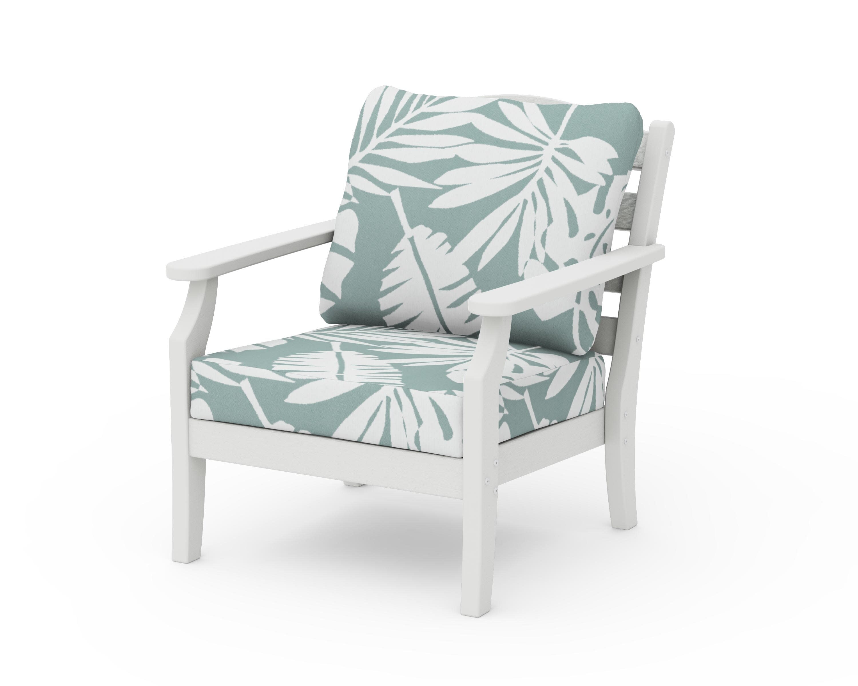 Savannah Deep Seating Chair in Vintage White / Leaf Glacier Spa