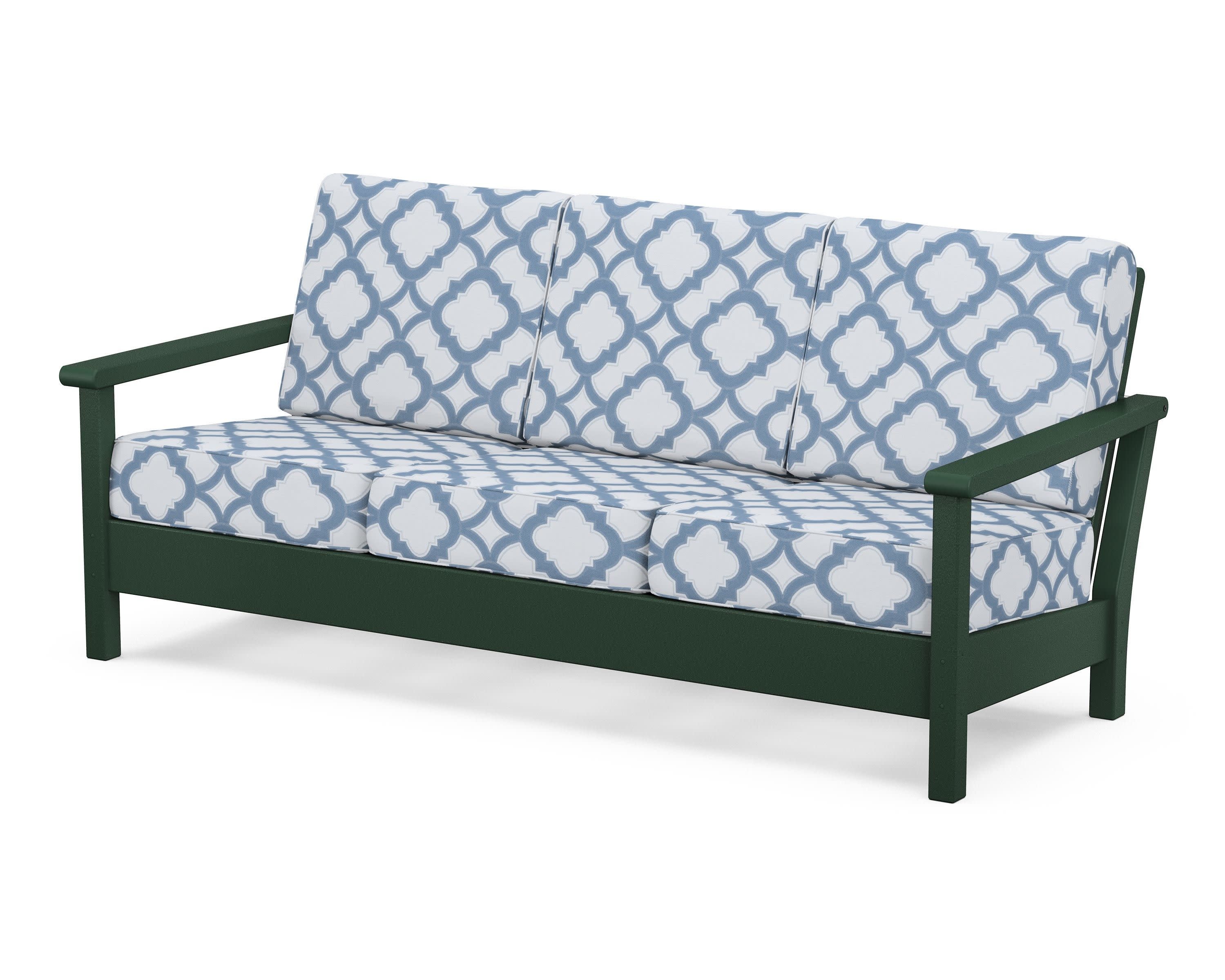 Harbour Deep Seating Sofa in Green / Trellis Sky Blue