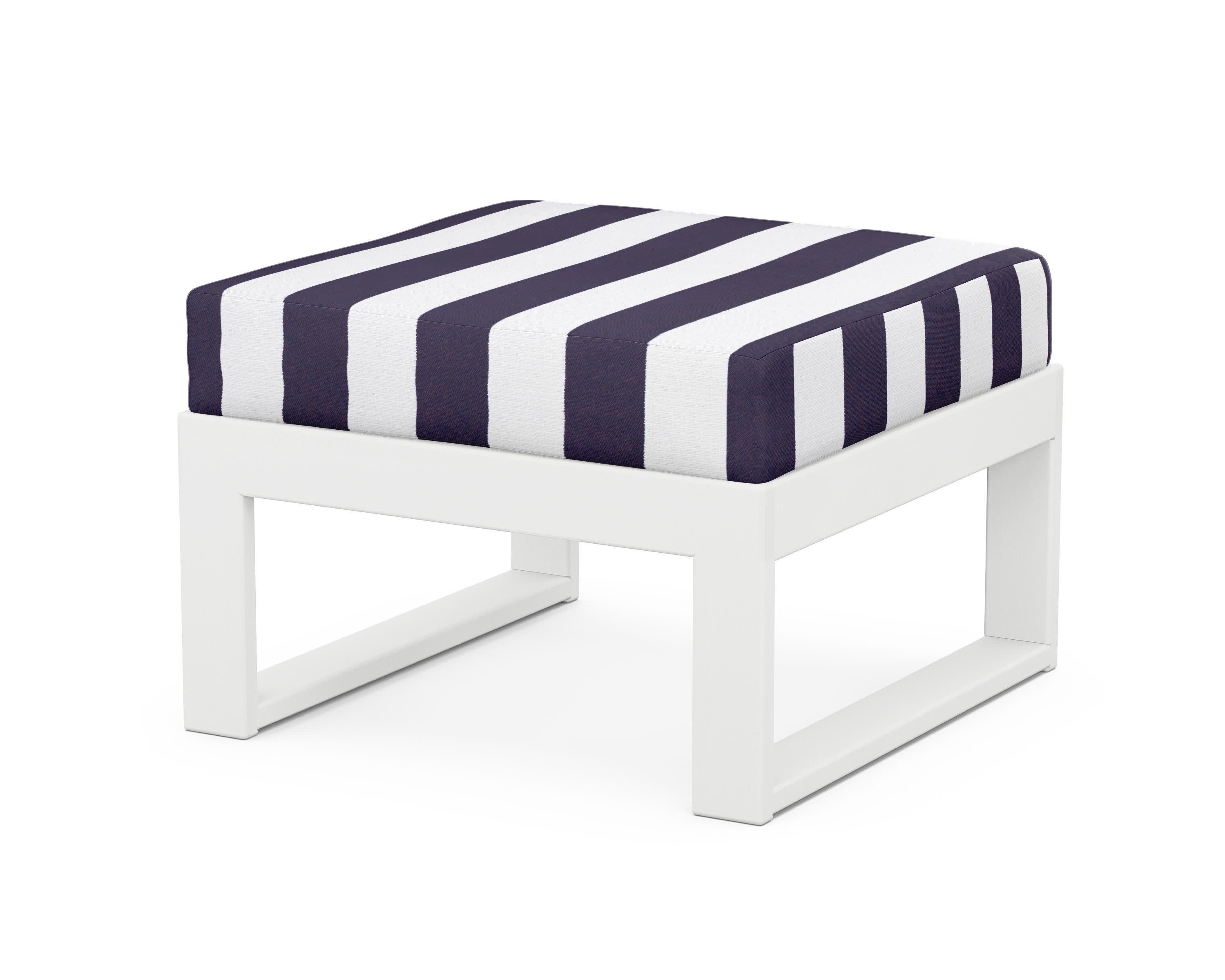 Modular Ottoman - Modern in White / Cabana Stripe Navy