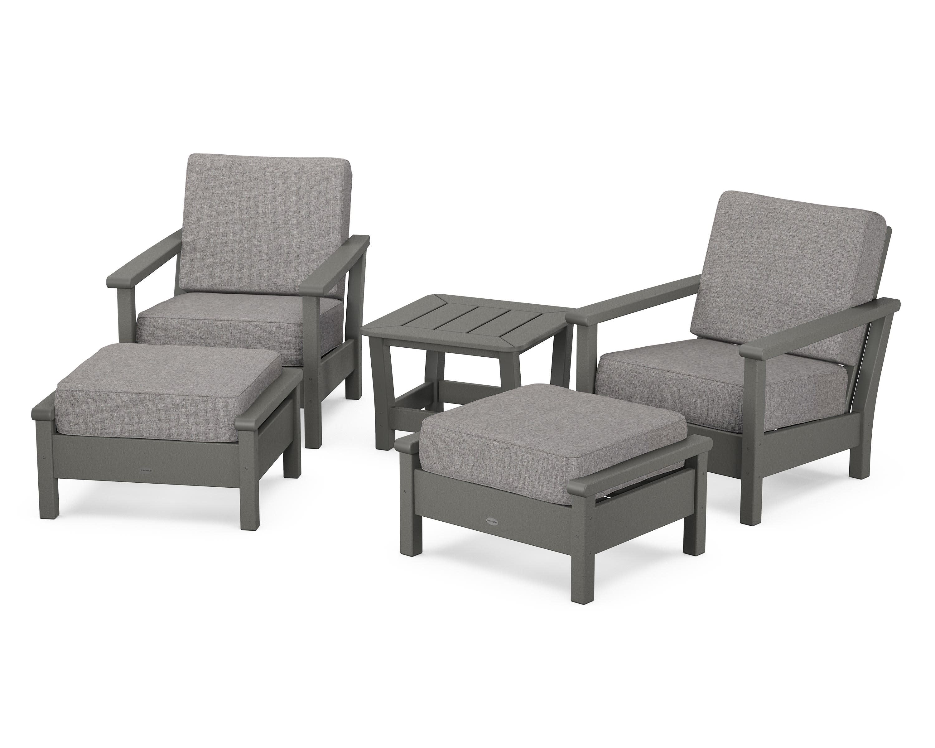 Harbour 5-Piece Deep Seating Chair Set in Slate Grey / Grey Mist