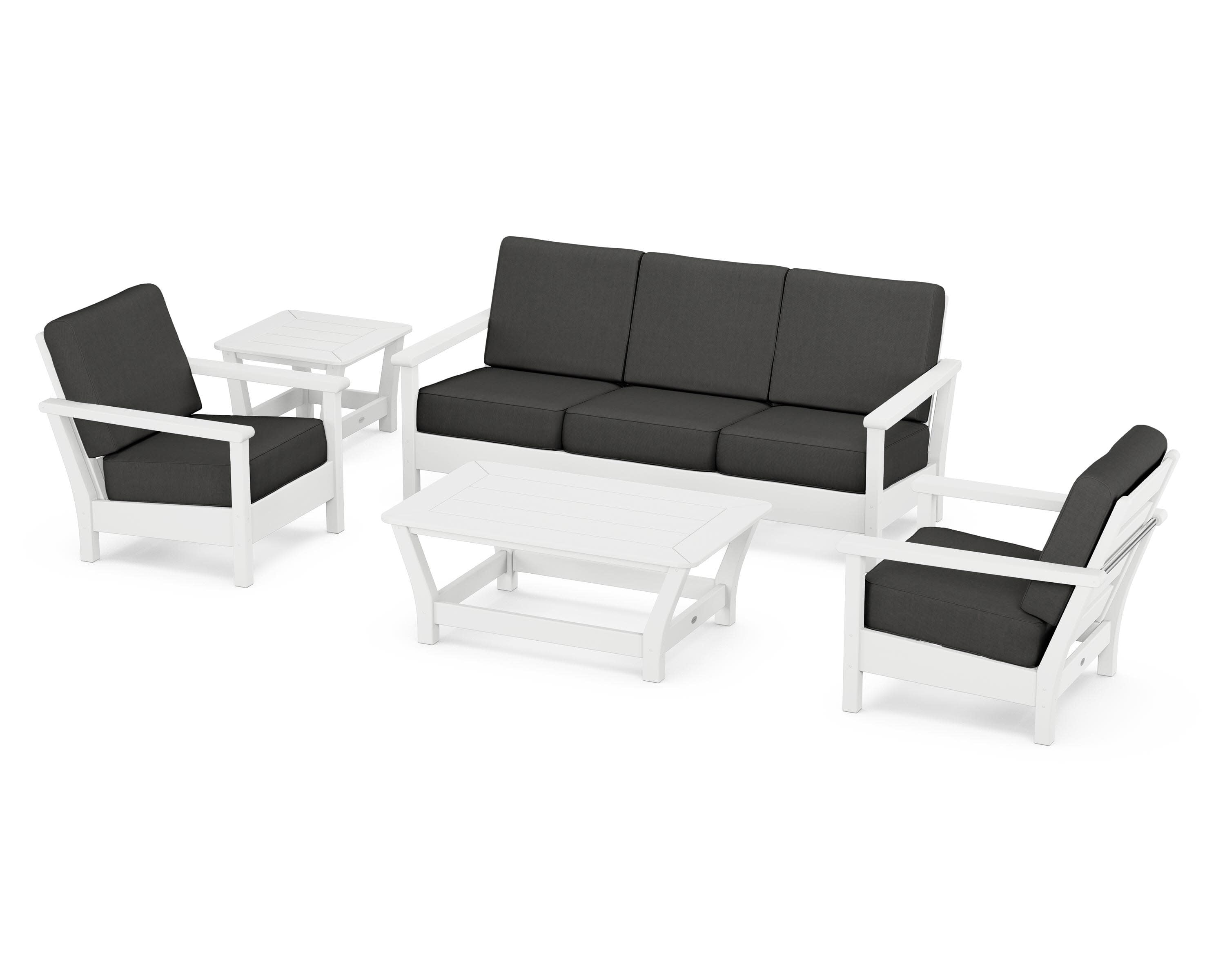 Harbour 5-Piece Deep Seating Set in White / Spectrum Carbon