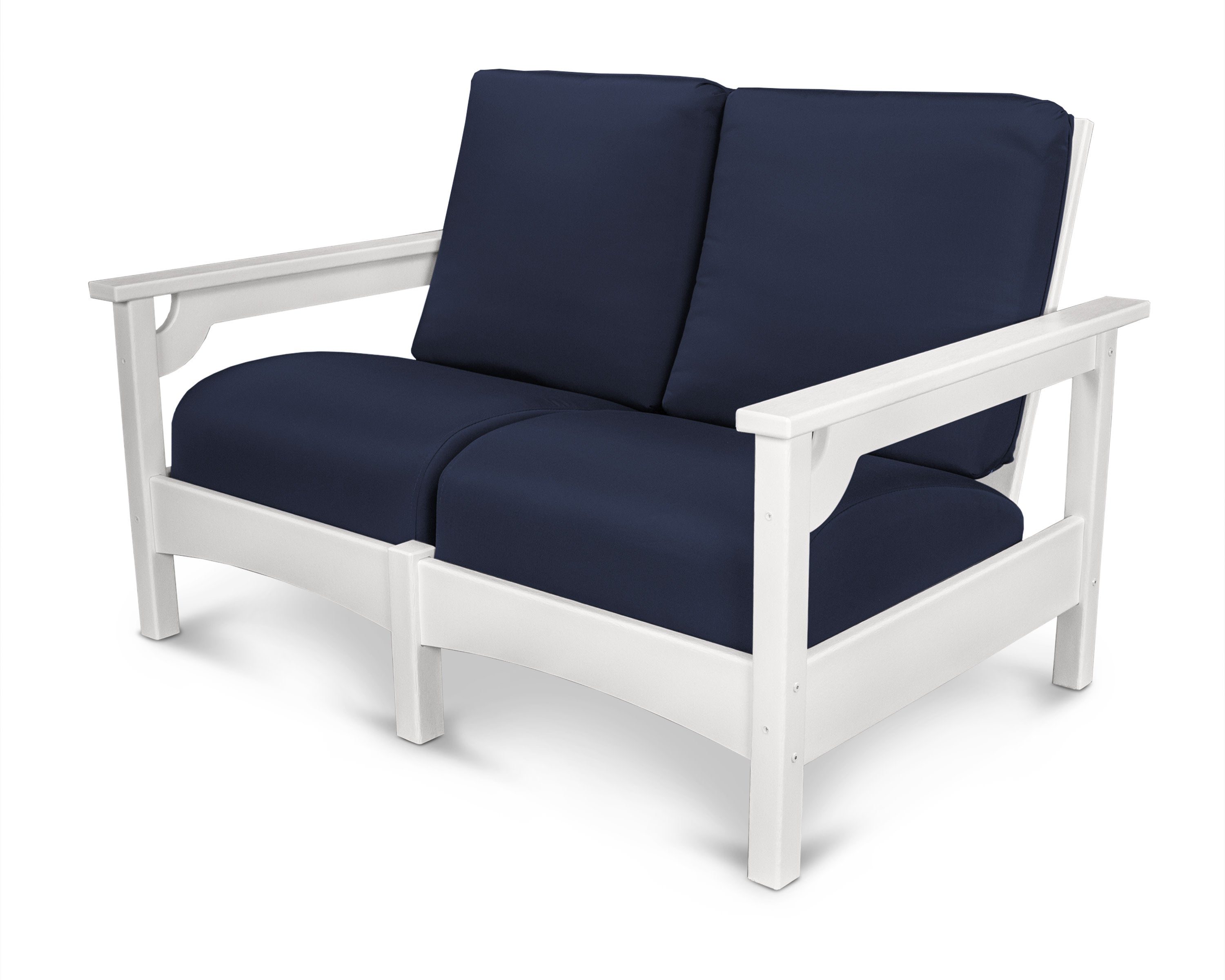 Club Loveseat in White / Navy