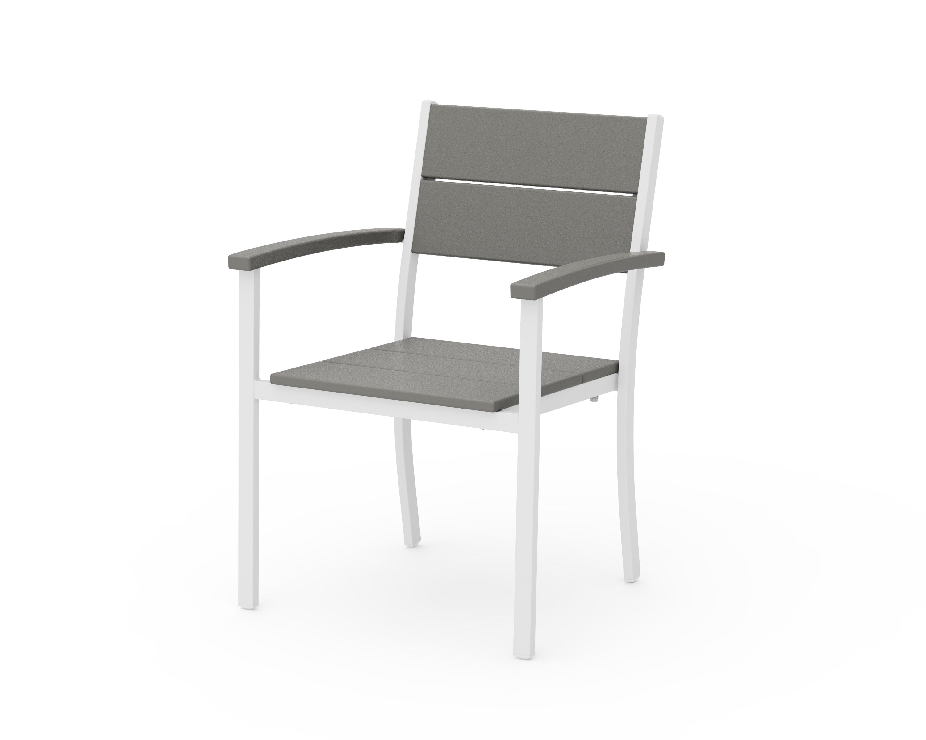 Main Street Stacking Dining Arm Chair in White / Slate Grey