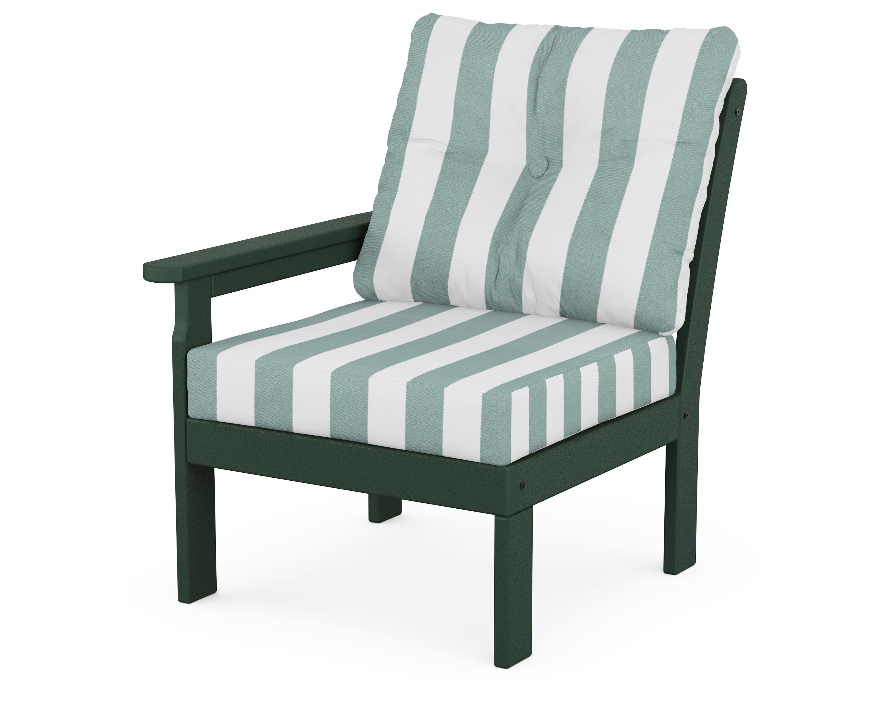 Vineyard Modular Left Arm Chair in Green / Cabana Stripe Glacier Spa