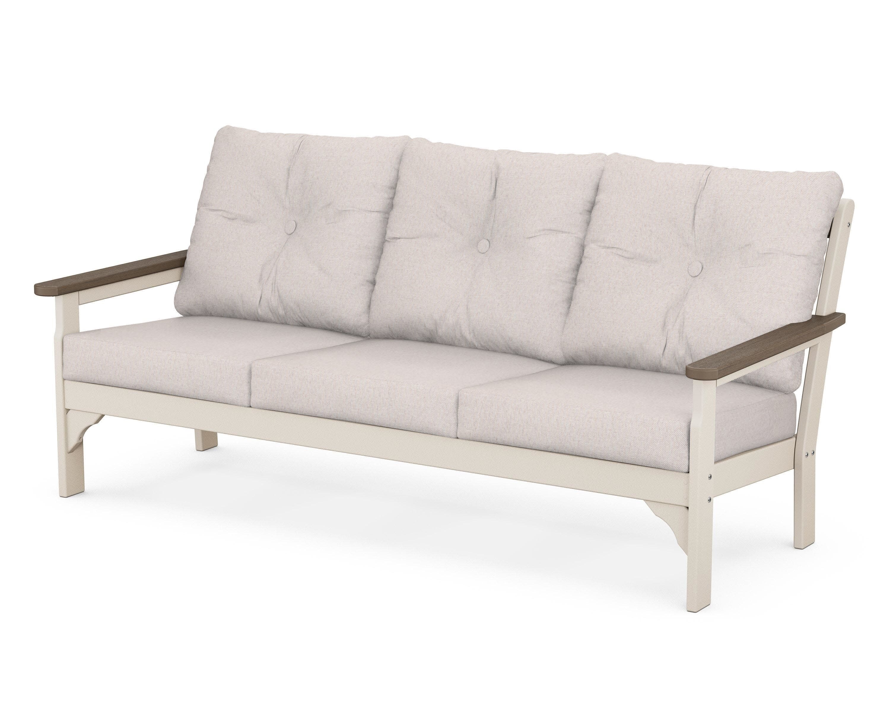 Vineyard Deep Seating Sofa in Sand / Kona / Dune Burlap