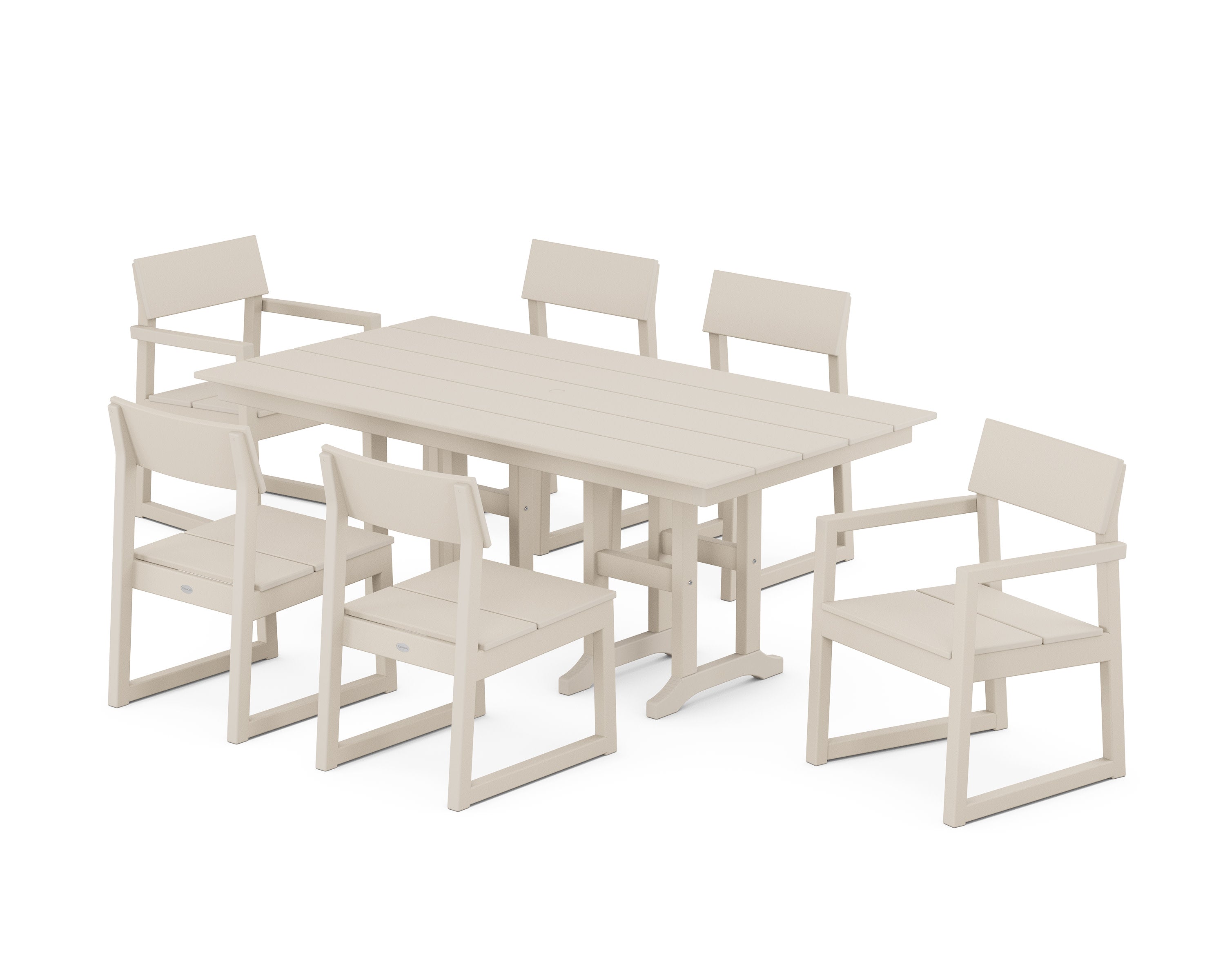 EDGE 7-Piece Farmhouse Dining Set in Sand
