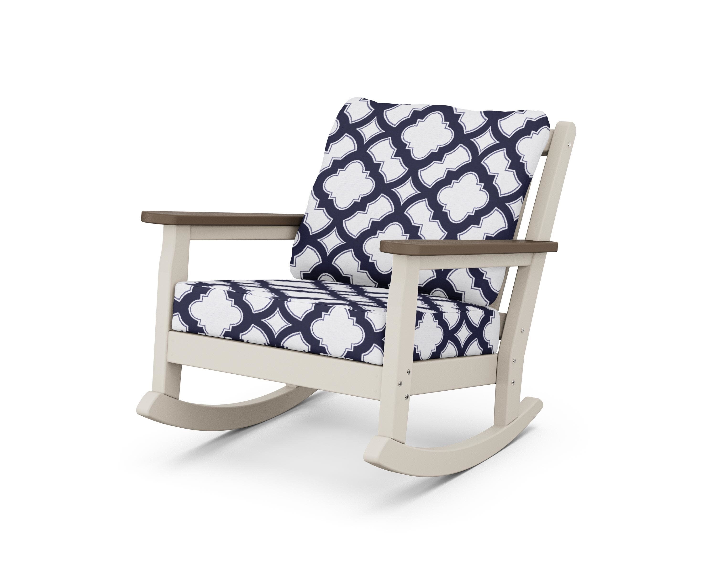 Chippendale Deep Seating Rocking Chair in Sand / Kona / Trellis Navy