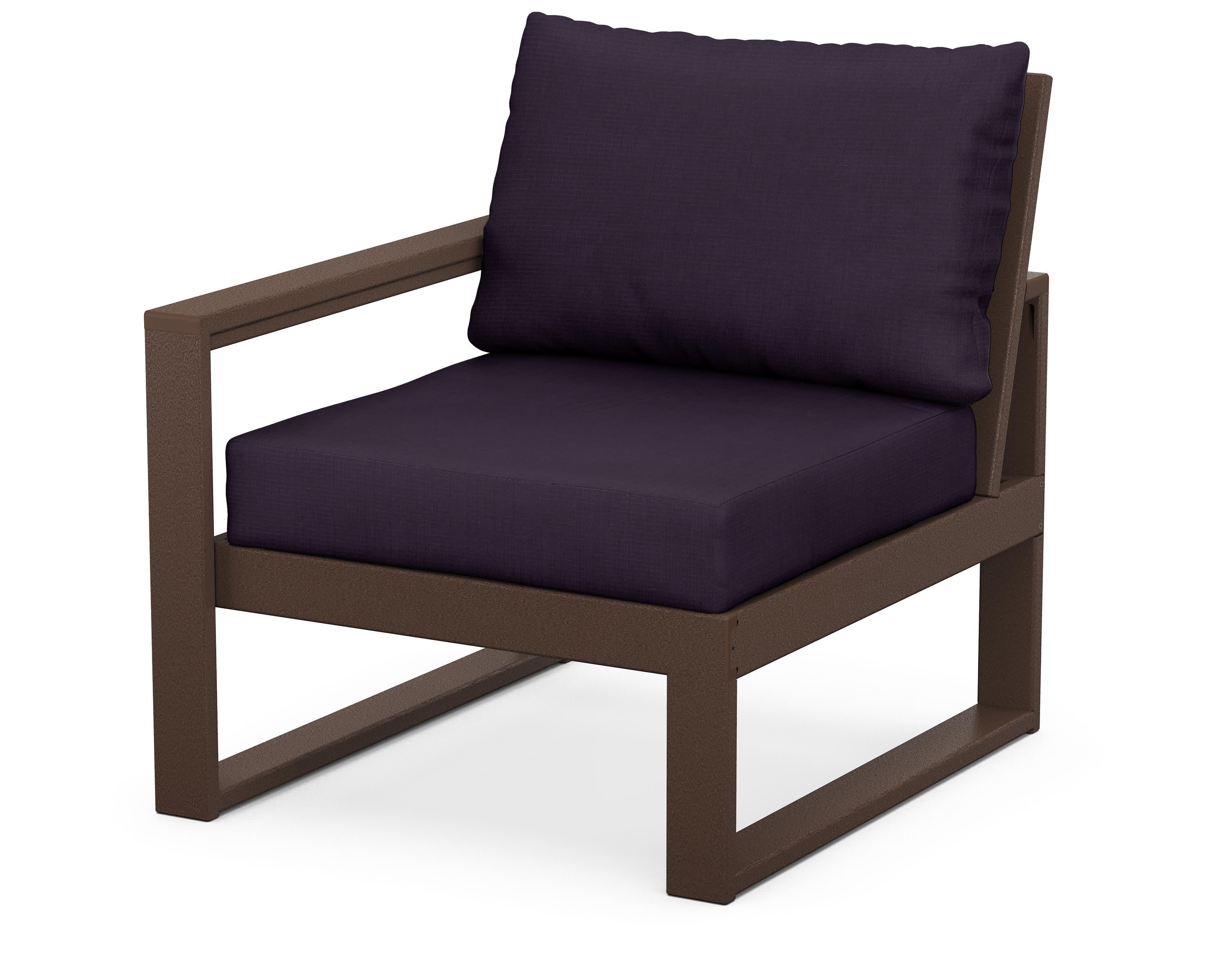EDGE Modular Left Arm Chair in Mahogany / Navy Linen