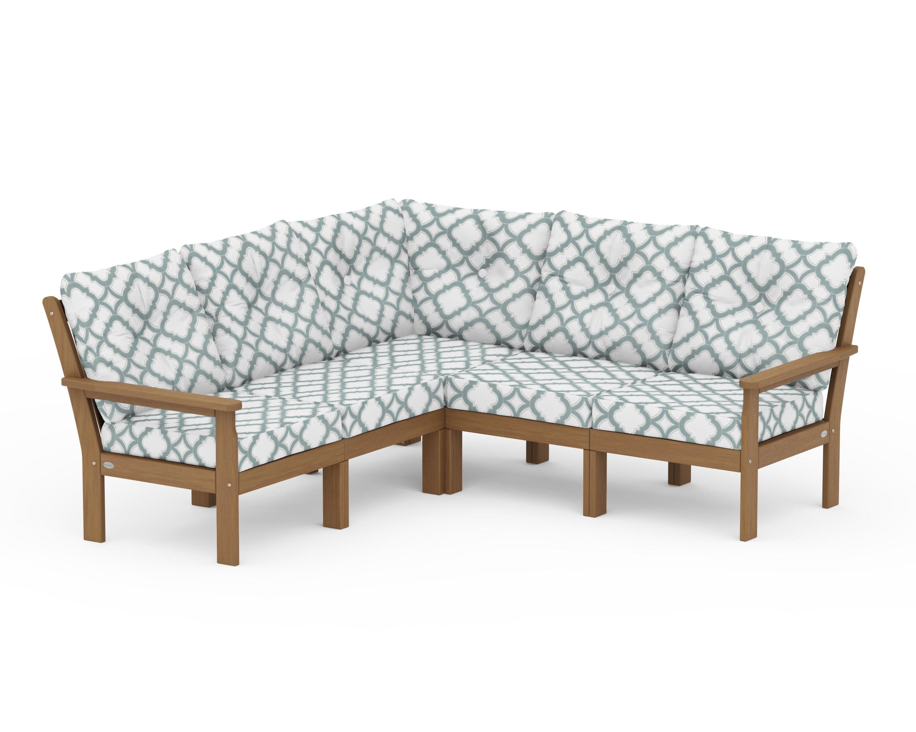 Vineyard 5-Piece Sectional in Natural / Trellis Glacier Spa