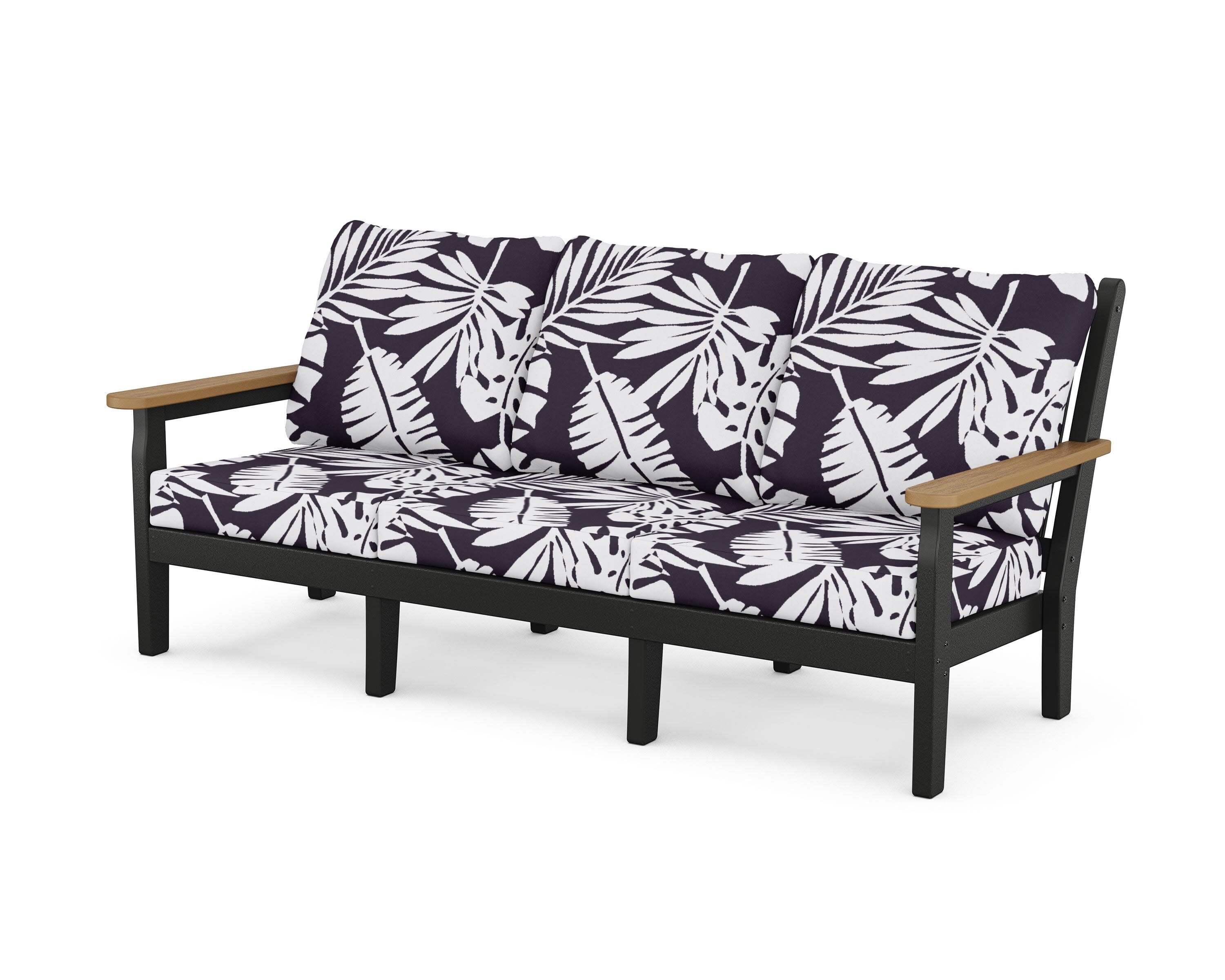 Chippendale Deep Seating Sofa in Black / Natural / Leaf Navy